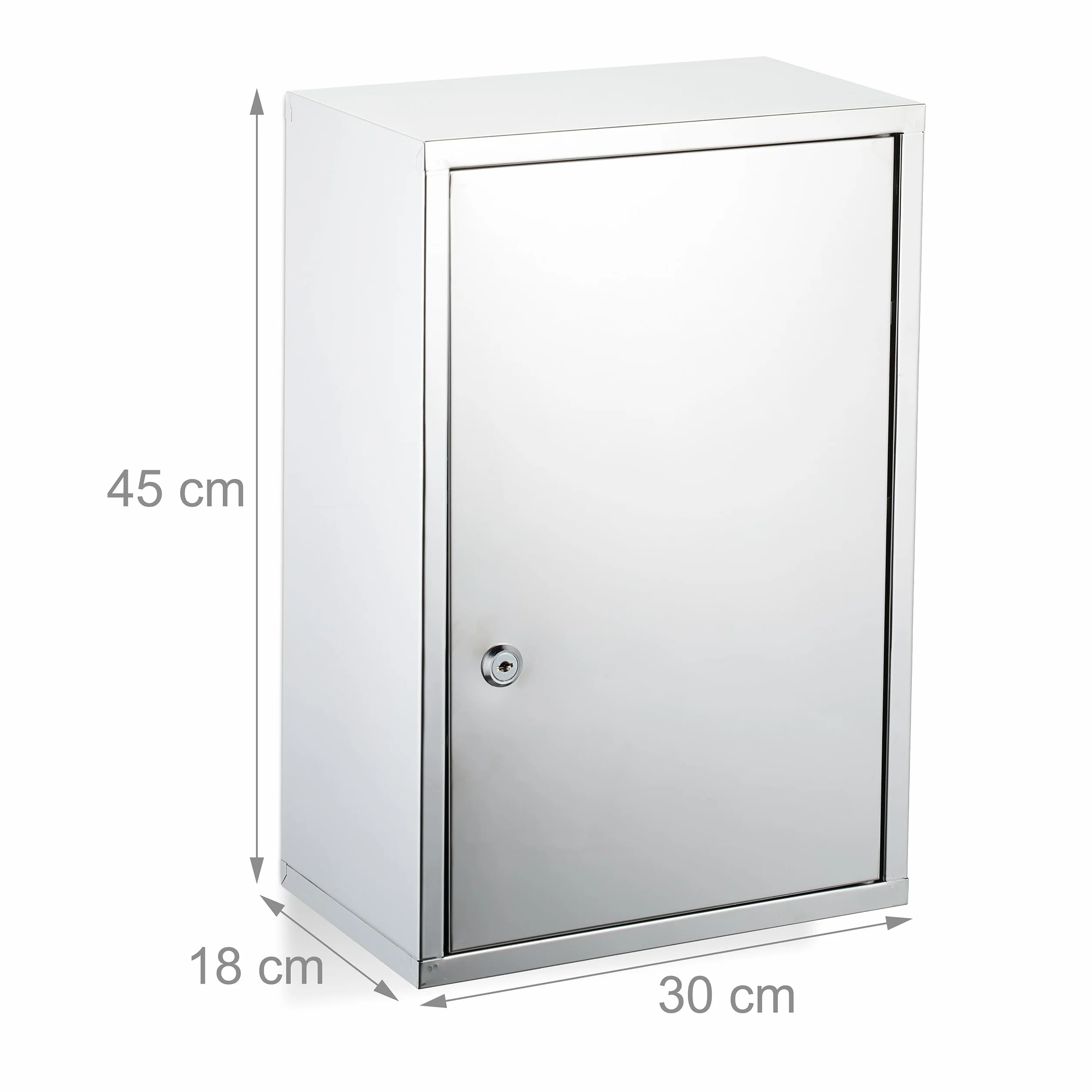 Relaxdays Botiquín Pared Acero Inoxidable 3 Baldas 45x30x18cm Armario Medicinas