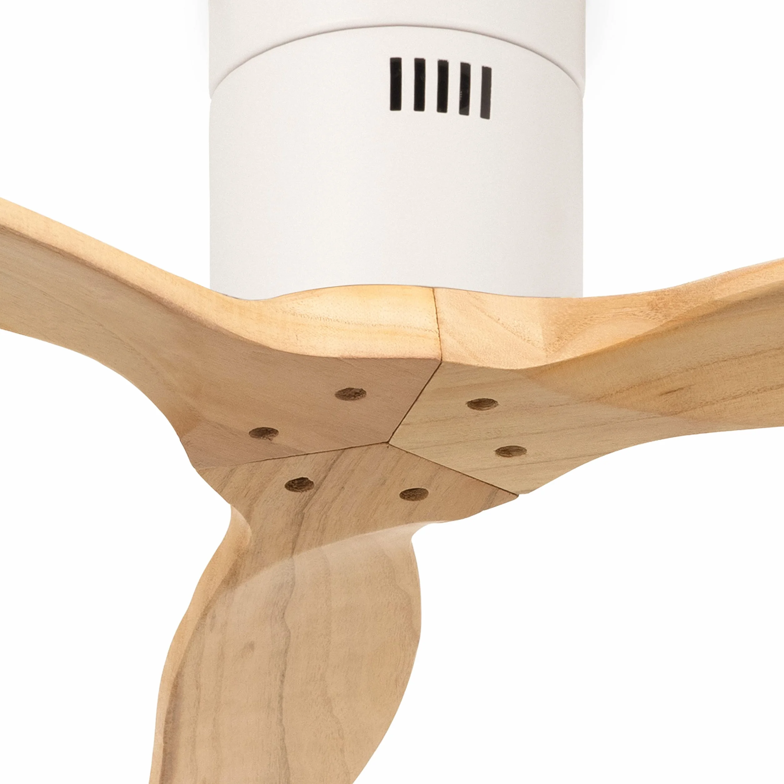 CREATE/WINDCALM/Ventilador de techo ABS blanco aspas efecto madera clara con Wifi y mando / 40W, Silencioso, Ø132 cm, 6 velocidades, temporizador, función verano-invierno