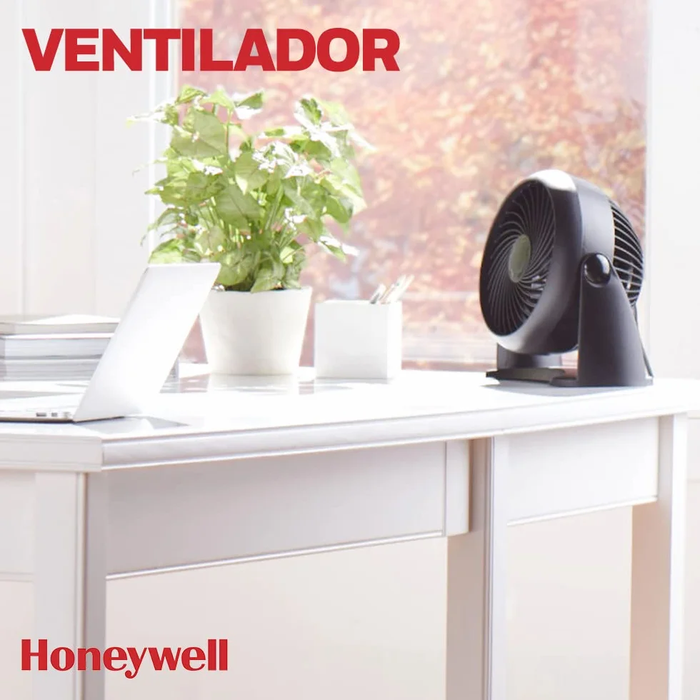 Honeywell TurboForce Ventilador Potente Silencioso, 3 Velocidades, Inclinación 90°, Anclaje Pared, Mesa, HT900E4