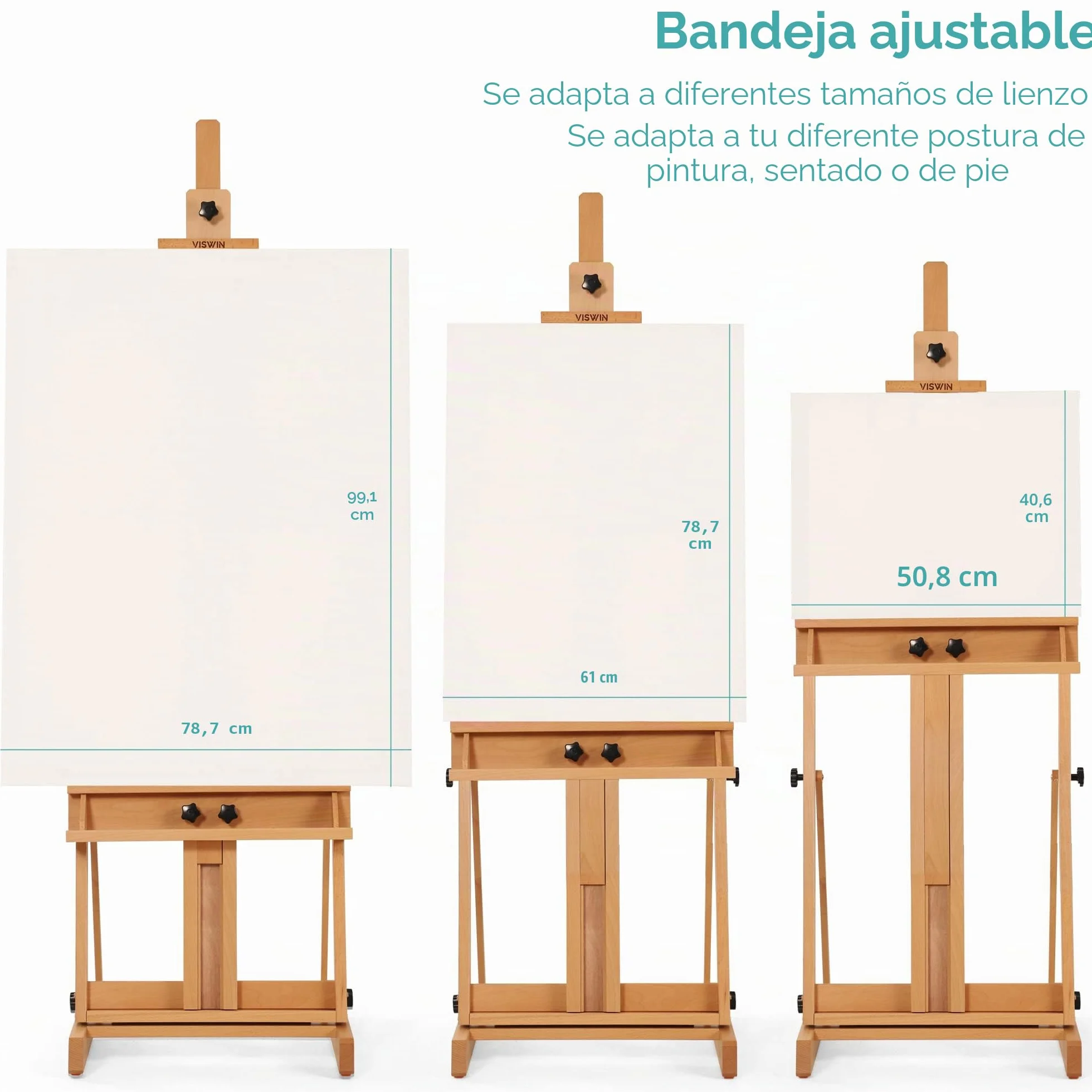 VISWIN Caballete Pintura en H Grande, Caballete Pintar Profesional Ajustable de Madera de Haya con Bandeja 135-231cm, Caballete Estable de Estudio para Adultos, Artistas, Pintor, Estudiantes