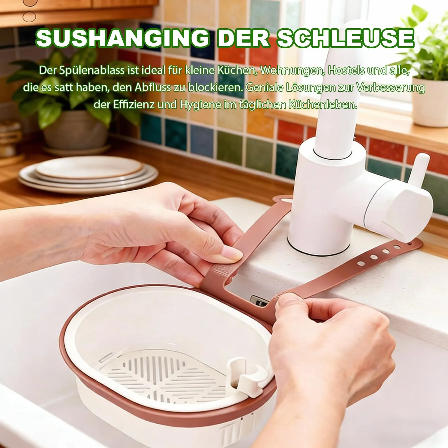 Cesta Colador para Fregadero con Botón de Presión, Escurridor de Cocina, 2 Piezas