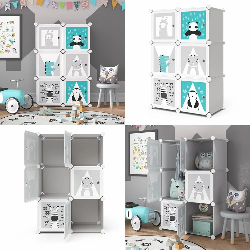 Vicco Estantería para niños Andy Gris 74.5 x 110 cm 6 Compartimentos Panda