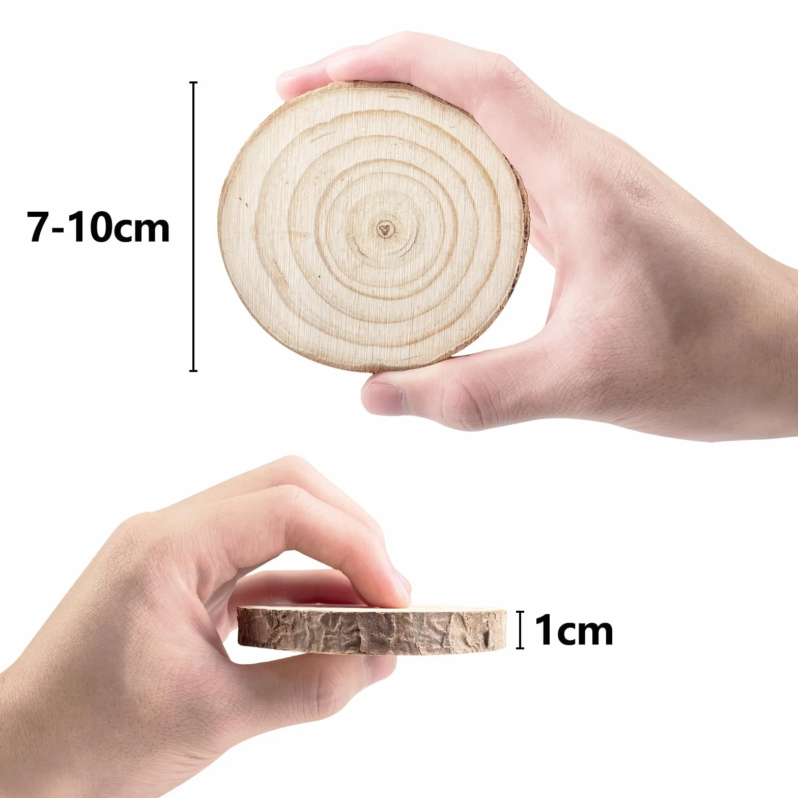 Relota 18 Piezas Rodajas de Madera Círculos Diámetro 7-10cm, Discos de Madera Natural sin Terminar para Manualidades