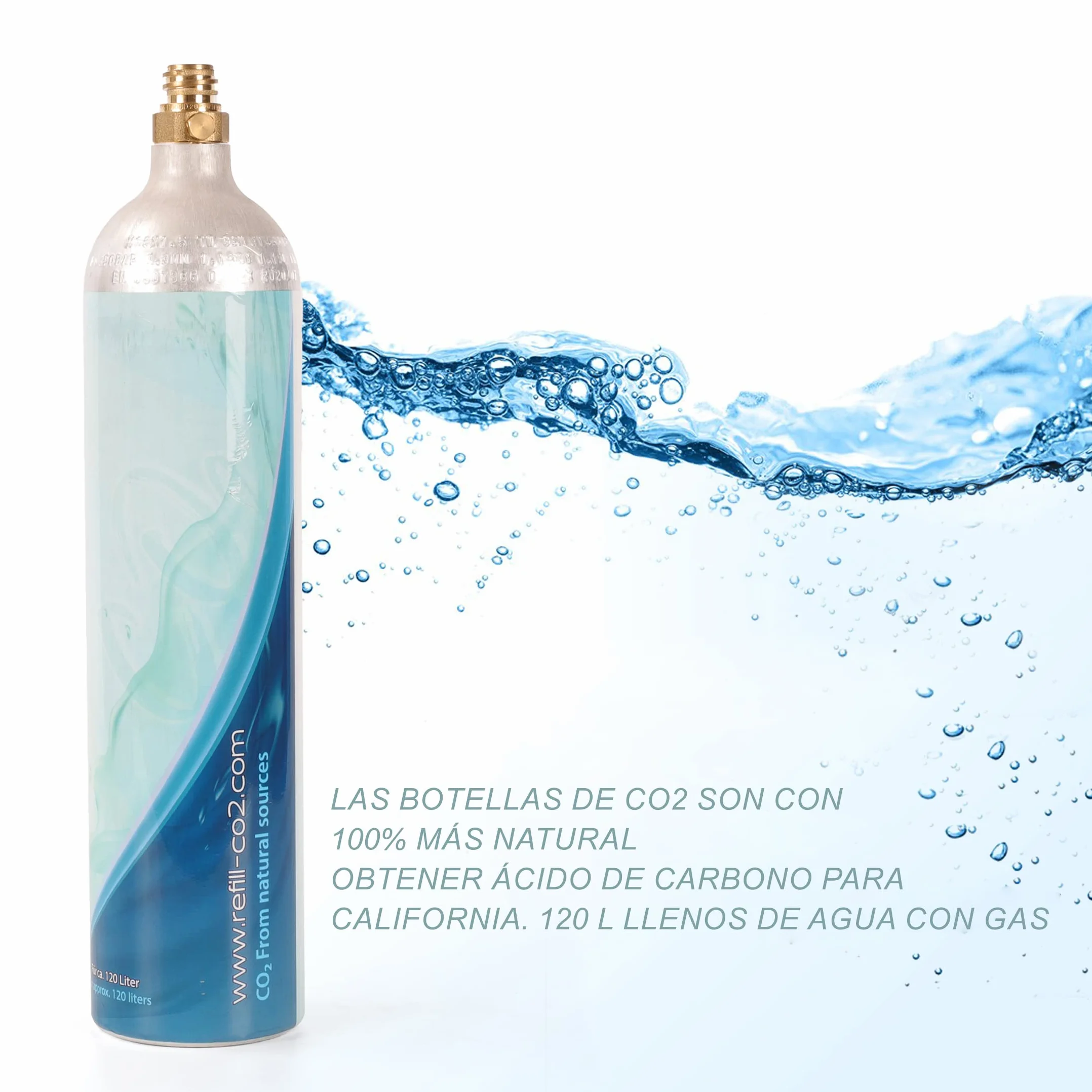 Levivo Cilindro de CO2 XXL 1,2 l para hasta 120 l de agua con gas, Azul, Medium