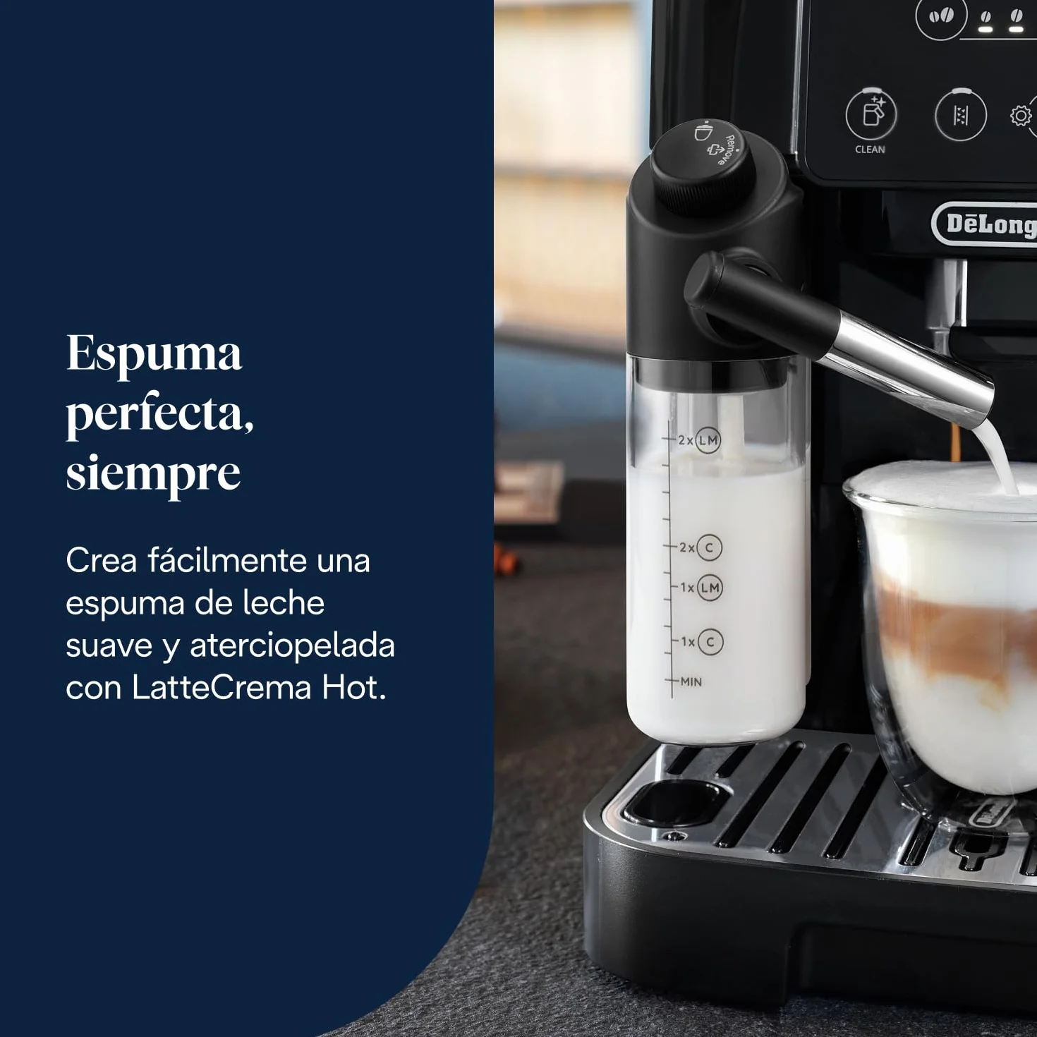 De’Longhi Magnifica Start - Cafetera Superautomática, LatteCrema Jarra de leche automática, 5 Bebidas One-Touch, Controles Soft Touch, Negro (ECAM222.91.B)