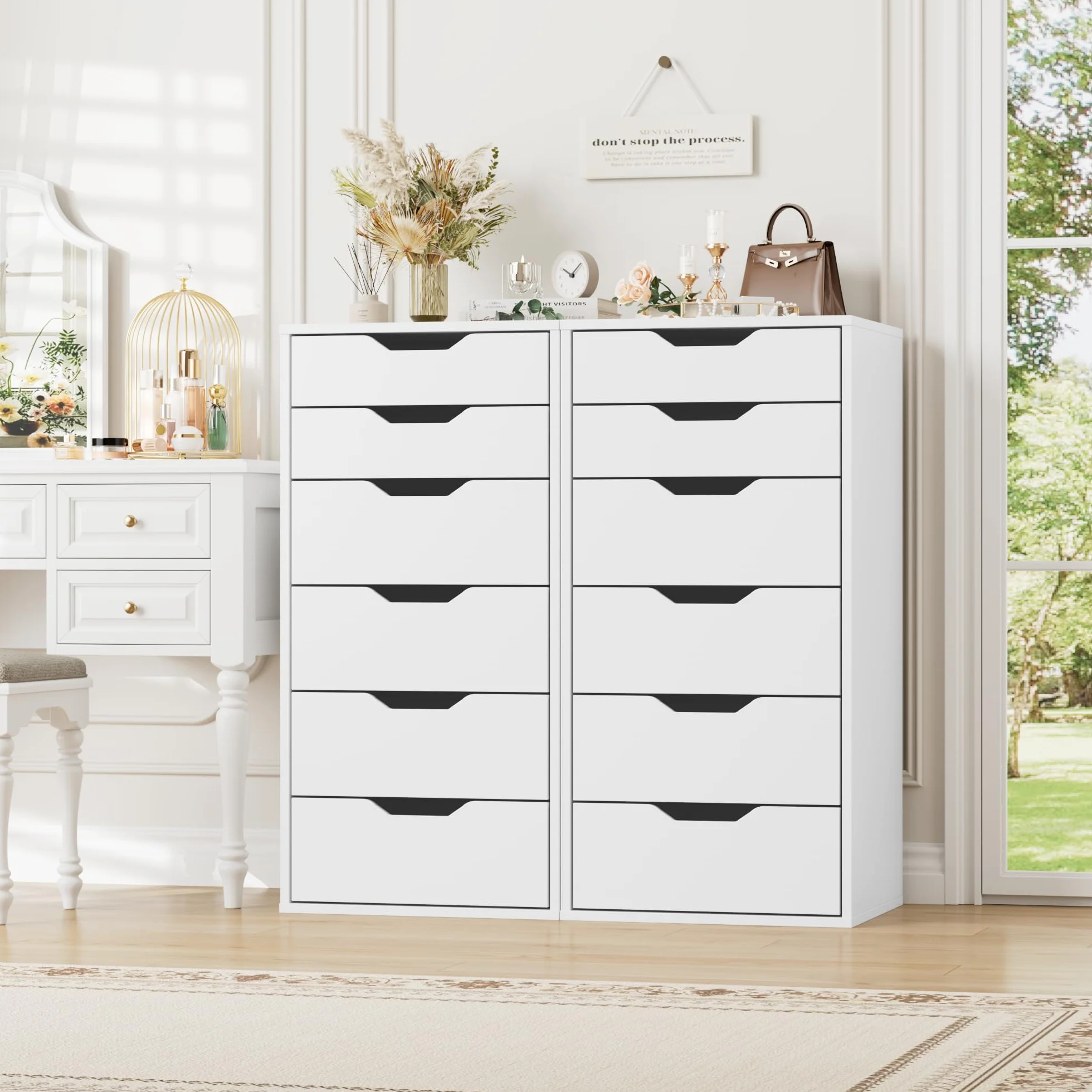 FOREHILL Comoda Dormitorio Comodas y Cajoneras Sinfonier Dormitorio Alto Cómoda Cajonera Estrecha con 6 Cajones Mueble Almacenaje para Salón, Oficina, Blanco 45x40x90.5cm