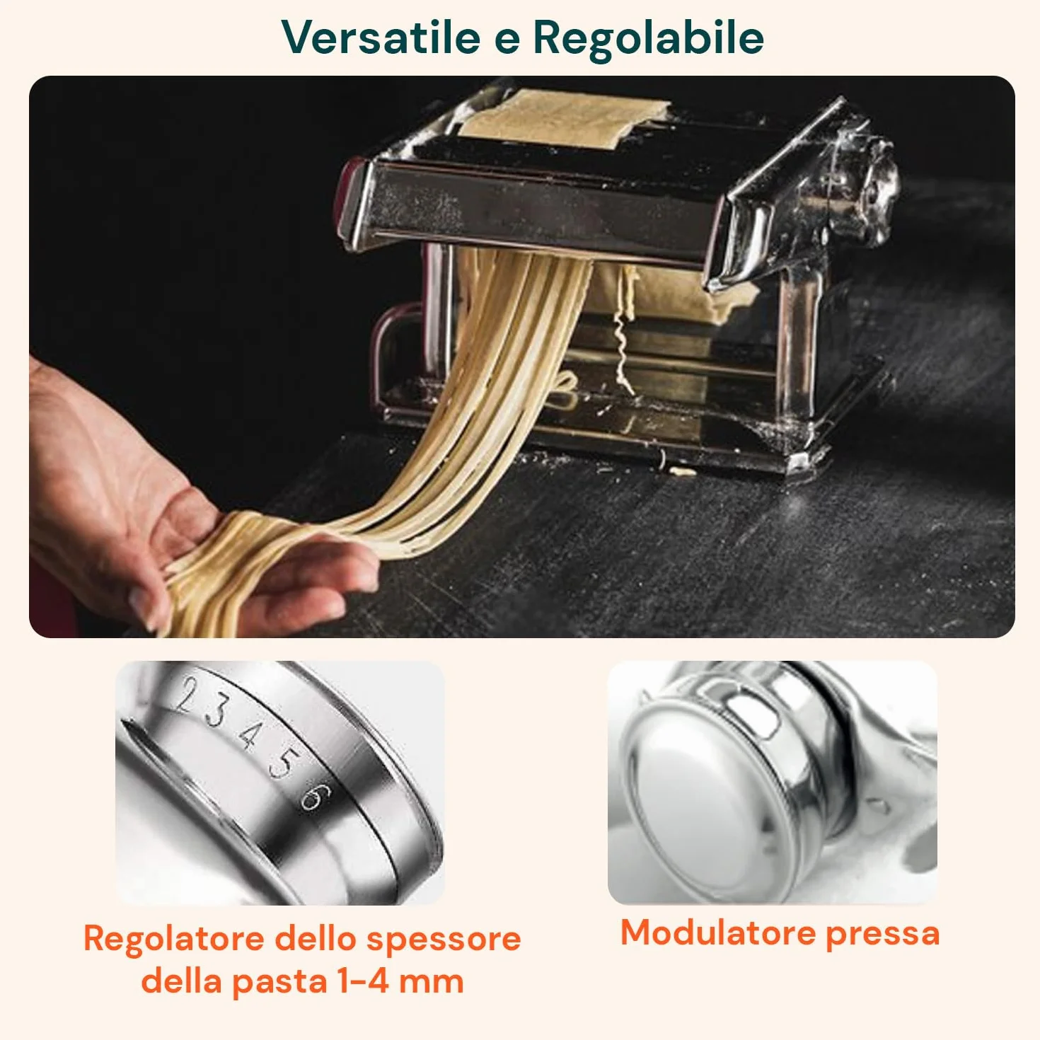 Wintem Máquina eléctrica para espaguetis y fideos PM1650 135 W 18 x 26 x 23 cm – Cuchillas intercambiables de 1 a 4 mm – Capacidad de producción alta 4 kg por hora – Intuitiva y ergonómica –