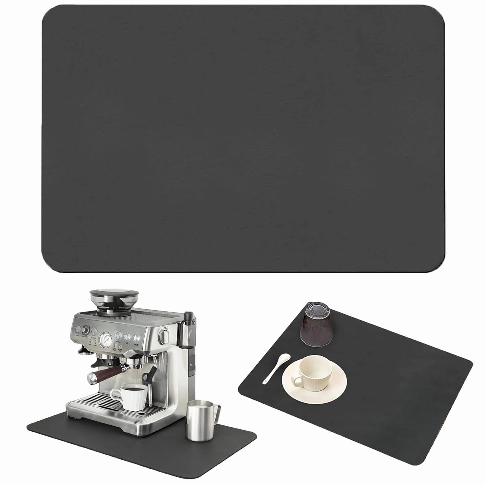 Alfombrilla Cafetera Alfombrilla Escurreplatos con Fondo Antideslizante Estera para Máquina de Café Escurreplatos Protector de Encimera, para Mostrador de Cocina (Gris oscuro, 50cm*40cm)