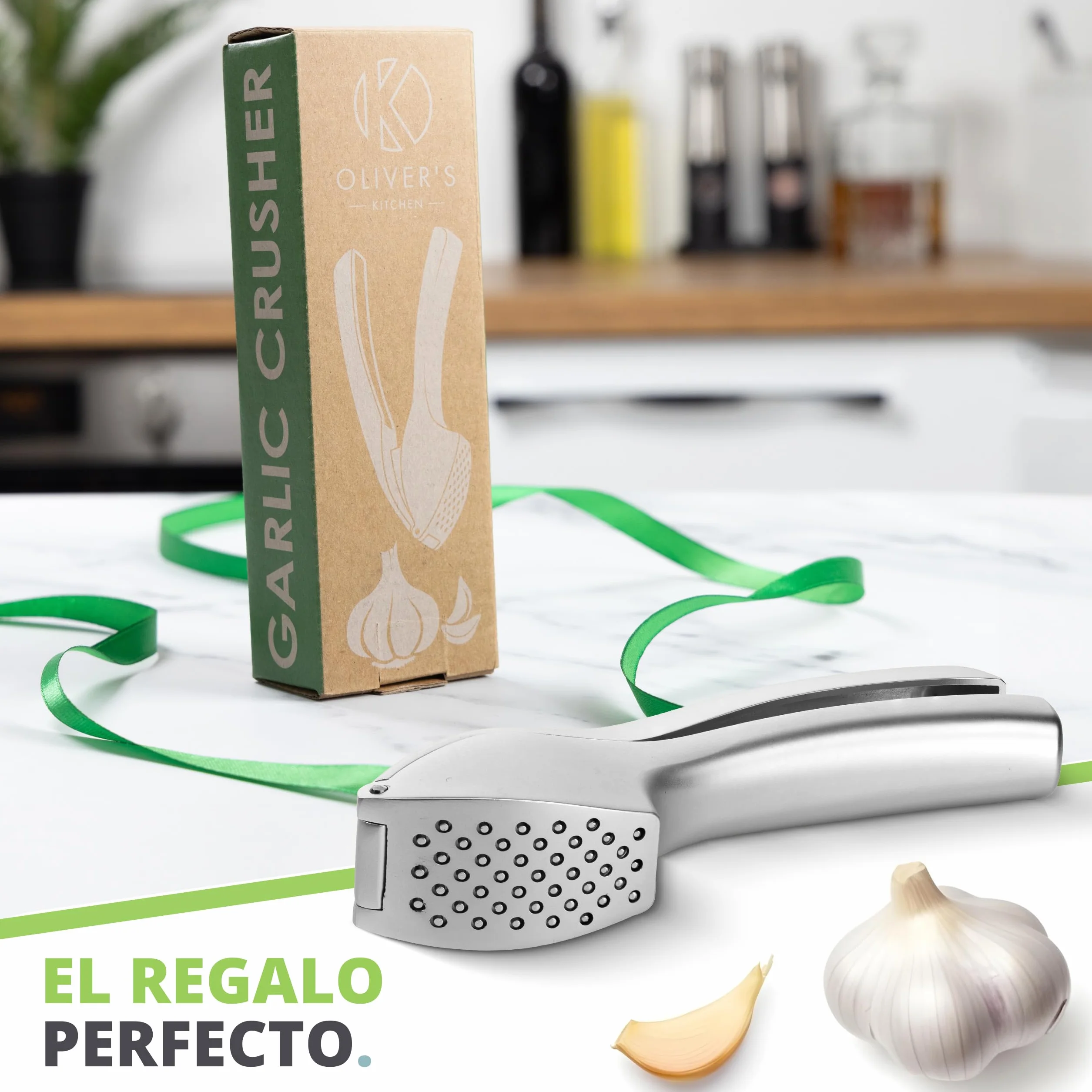 Oliver's Kitchen Prensa Ajos Picador de Ajo Fácil de Usar