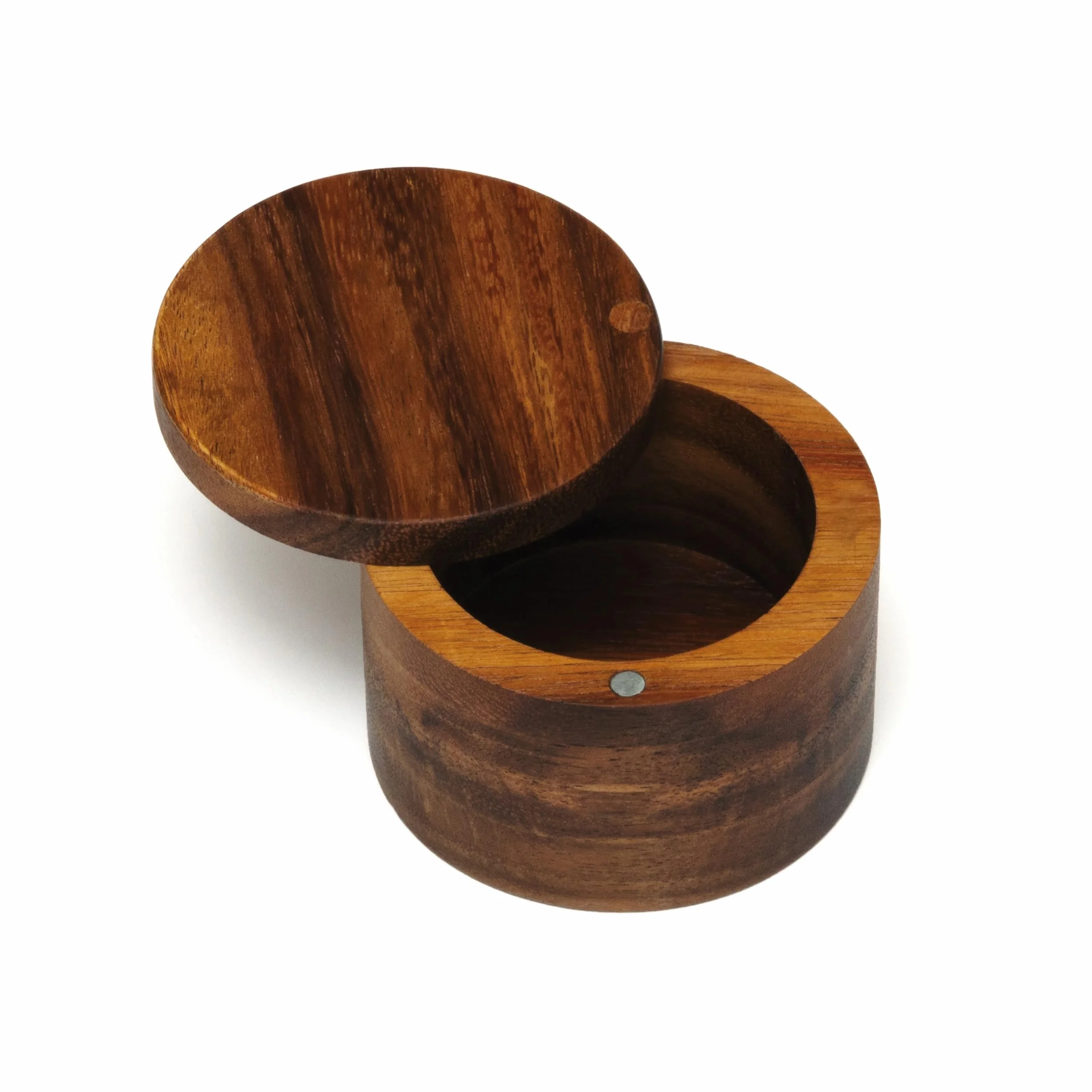 Lipper International Caja de sal o especias de madera de acacia con tapa giratoria, 3-1/2" x 2-1/2"