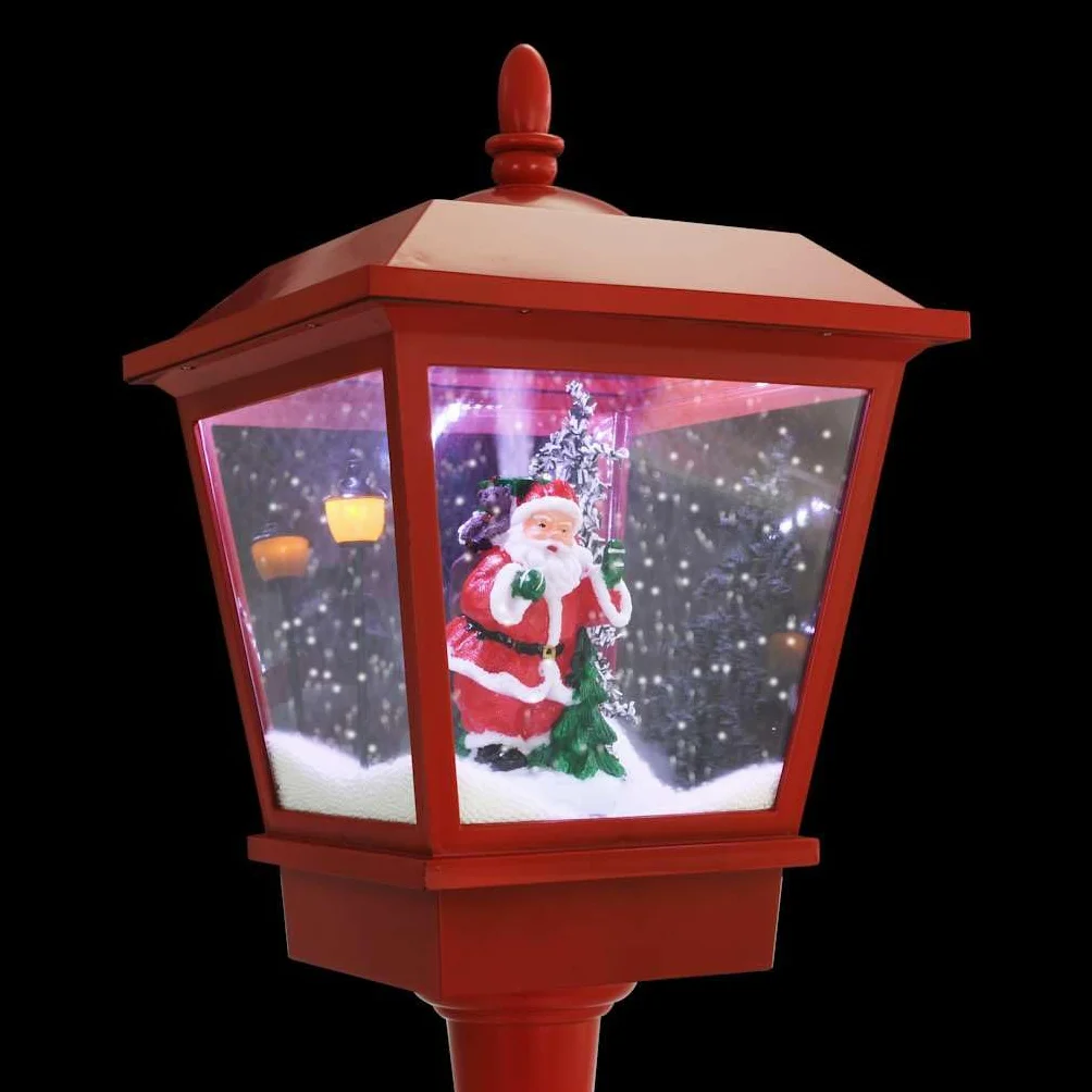 vidaXL Farola de Navidad con Papá Noel y Luces LED Decoración Festiva Estacional Adorno Diseño Distintivo Nieve Cayendo Uso Interior Exterior 180cm