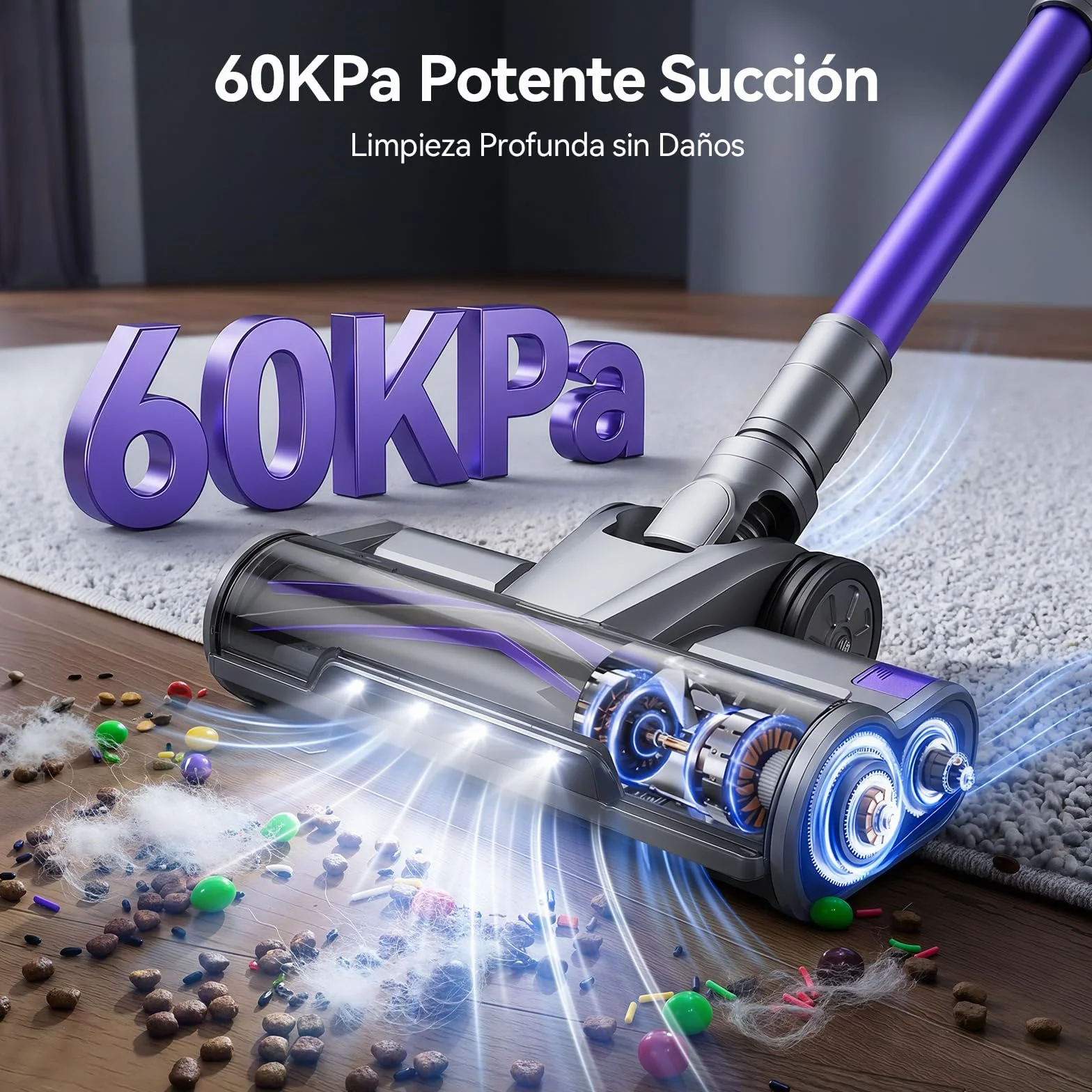 Redkey X18 Aspiradora sin Cable 60KPa/650W/80Mins, 8 en 1 Aspiradora Inalámbrico de Pantalla Tactl LED Modo Automatico Inteligente Autocargable, Autoportante para Suelos/Alfombras/Pelo de Animales