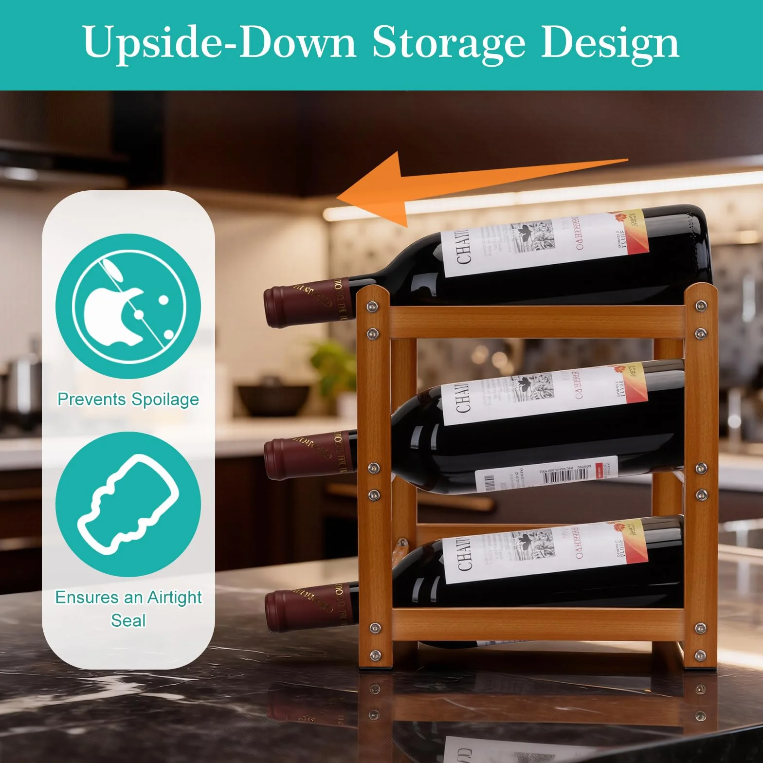 Fentar Vinoteca 12 Botellas, Botellero Vino de 3 Niveles, Botellero Apilable Estable, Botelleros Madera Estrechos para Cocina Bar Cellar (43 x 23,5 x 25cm)