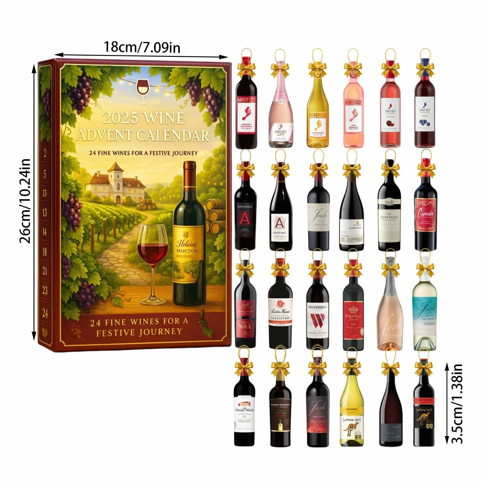 Calendario de Adviento de vino 2025, caja de 24 días, viaje de degustación diaria