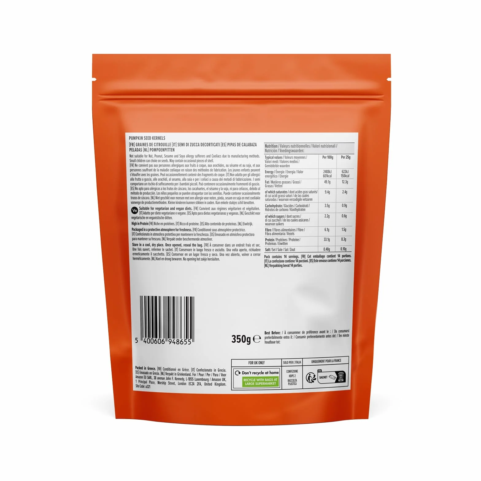 by Amazon PIPAS DE CALABAZA, 4 x 350 g