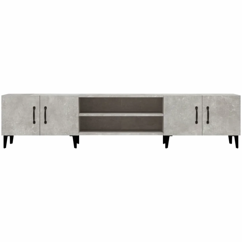 vidaXL Mueble de TV Madera contrachapada Gris hormigón 180x31,5x40 cm, Soporte de TV, Armario Auxiliar, Armario para Equipos de música, Armario de TV
