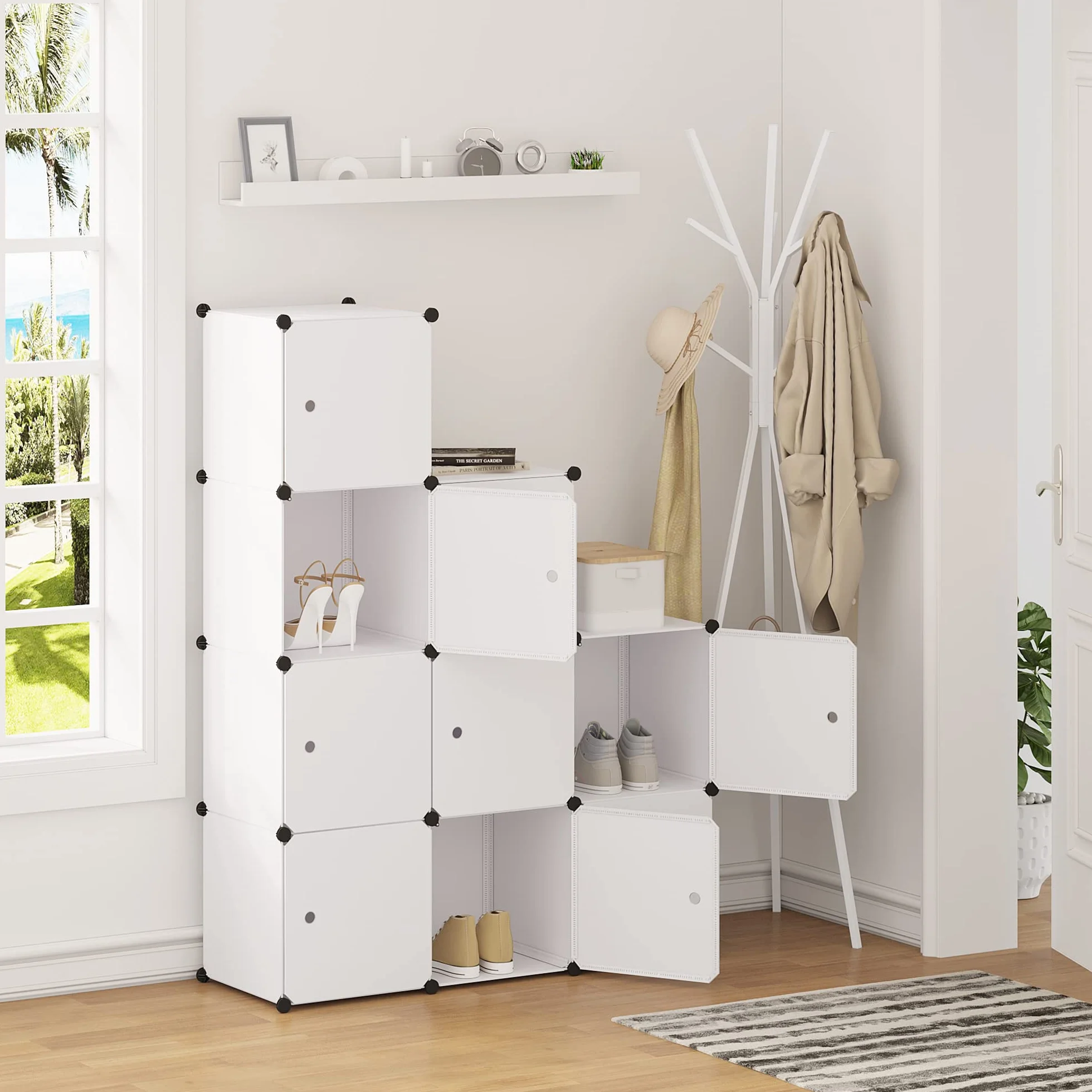 WOLTU Armario Modular Estantería 9 Cubos con Puertas 111x37x111cm Blanco