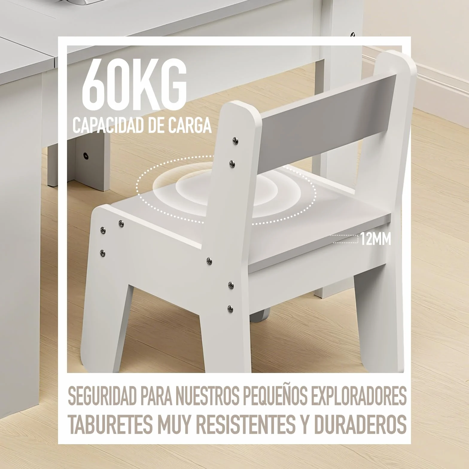 Mesa y Silla Infantil 2 Sillas Multifunción 4 Tableros Intercambiables Ajustable Antivuelco 60 kg