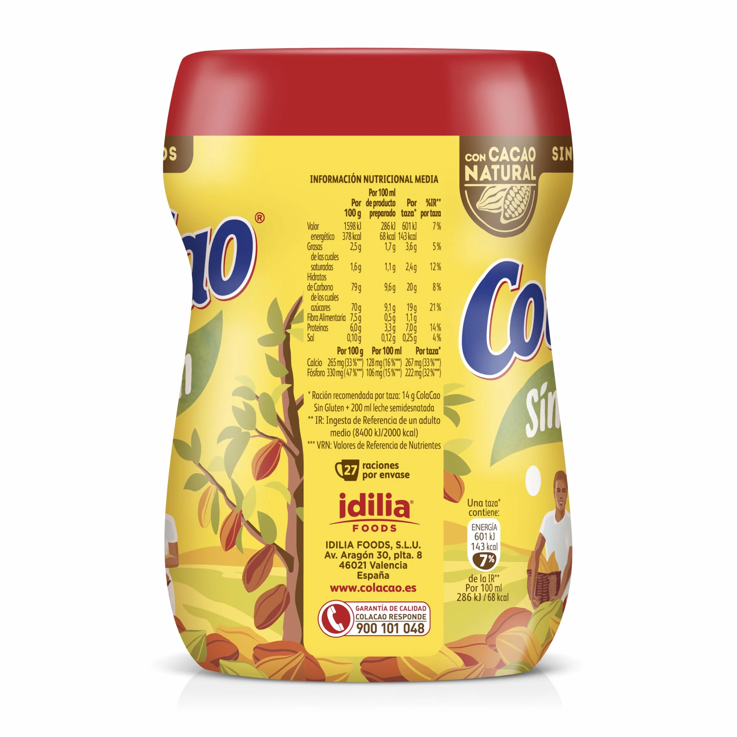 ColaCao Sin Gluten Cacao Soluble Natural 383g 27 Raciones