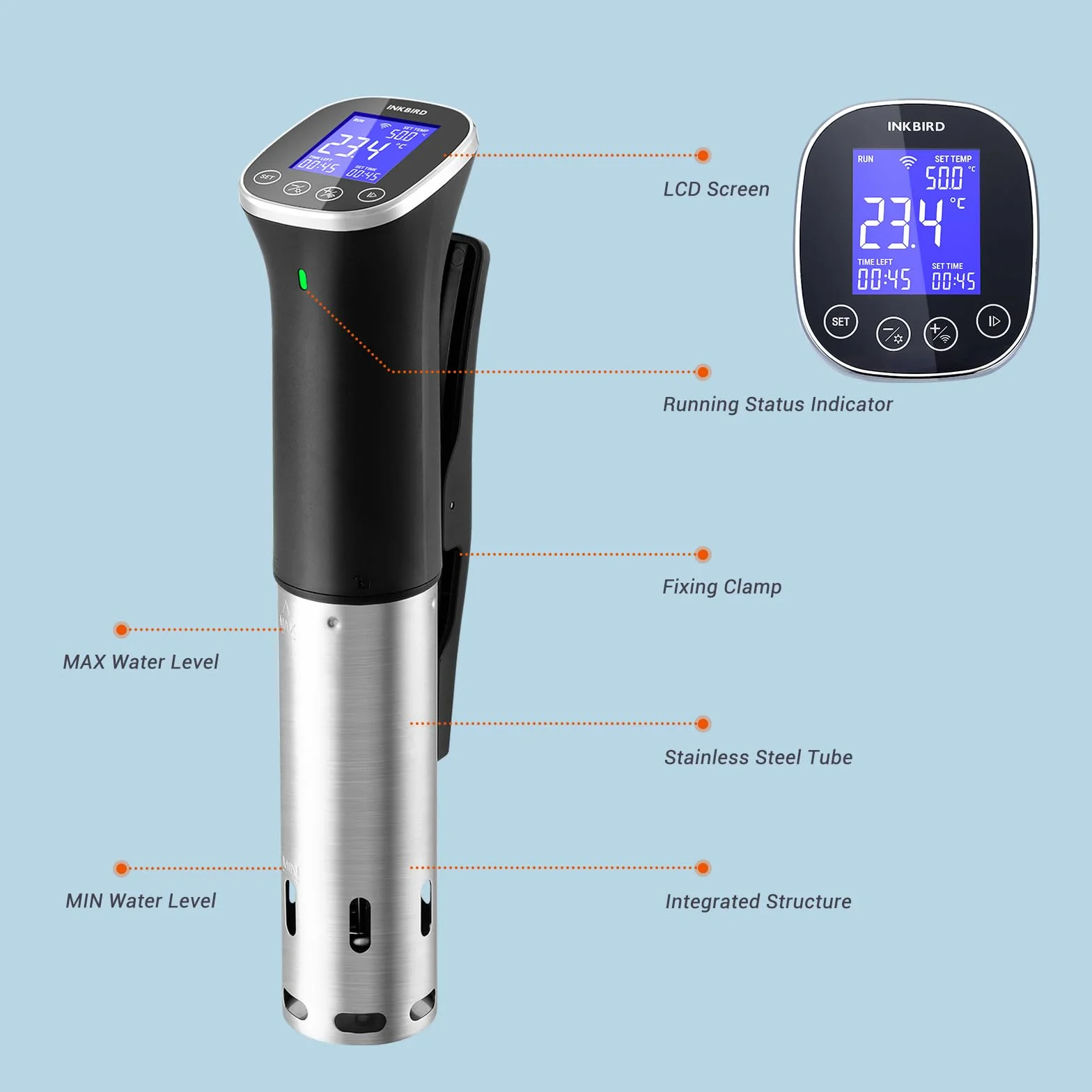 Sous Vide, Sous Vide Stick ISV-300W WLAN Dispositivo de cocina profesional, hilo de baja temperatura 0-90℃ | Recetas de aplicaciones, IPX7 impermeable, ±0.1 °C temperatura precisa y constante