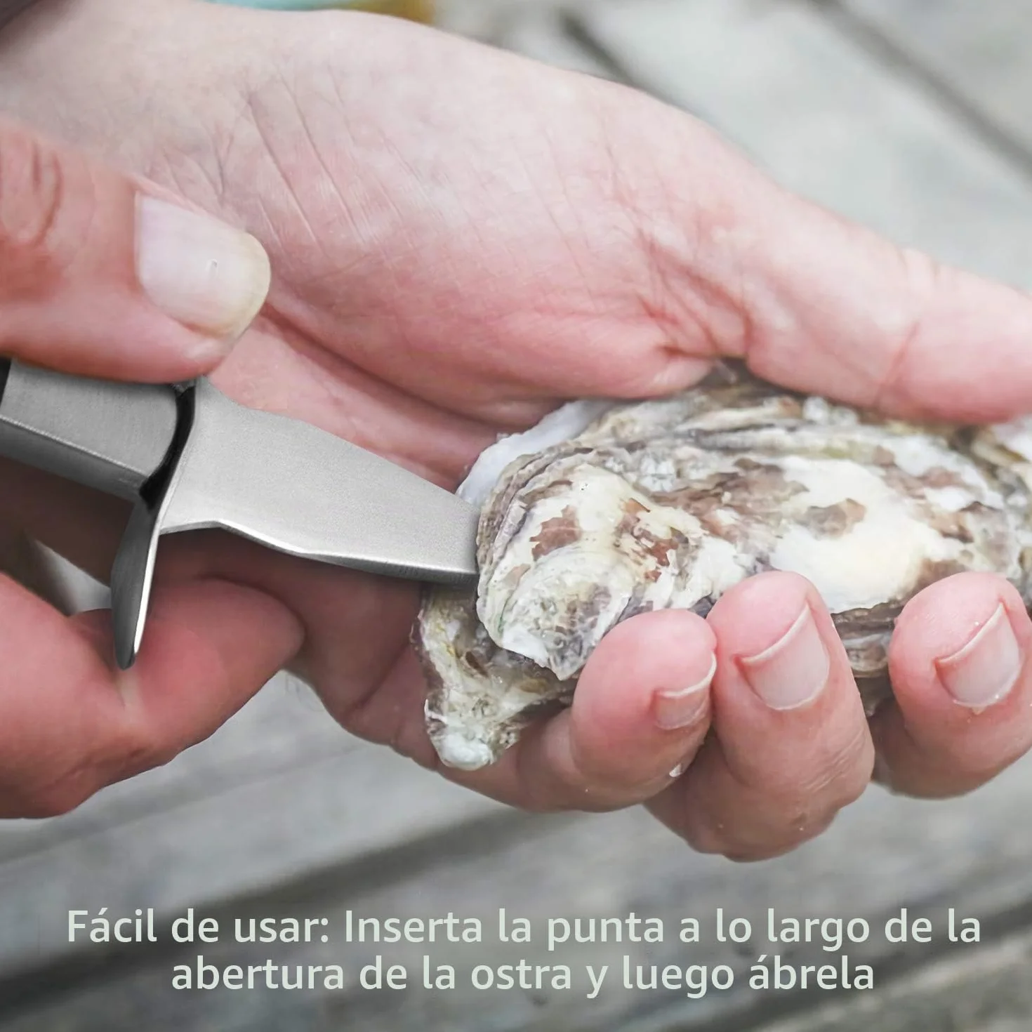 QWORK® Abridor de Ostras, Herramienta de Cocina para Abrir Ostras y Mariscos con Mango de Madera y Funda Protectora