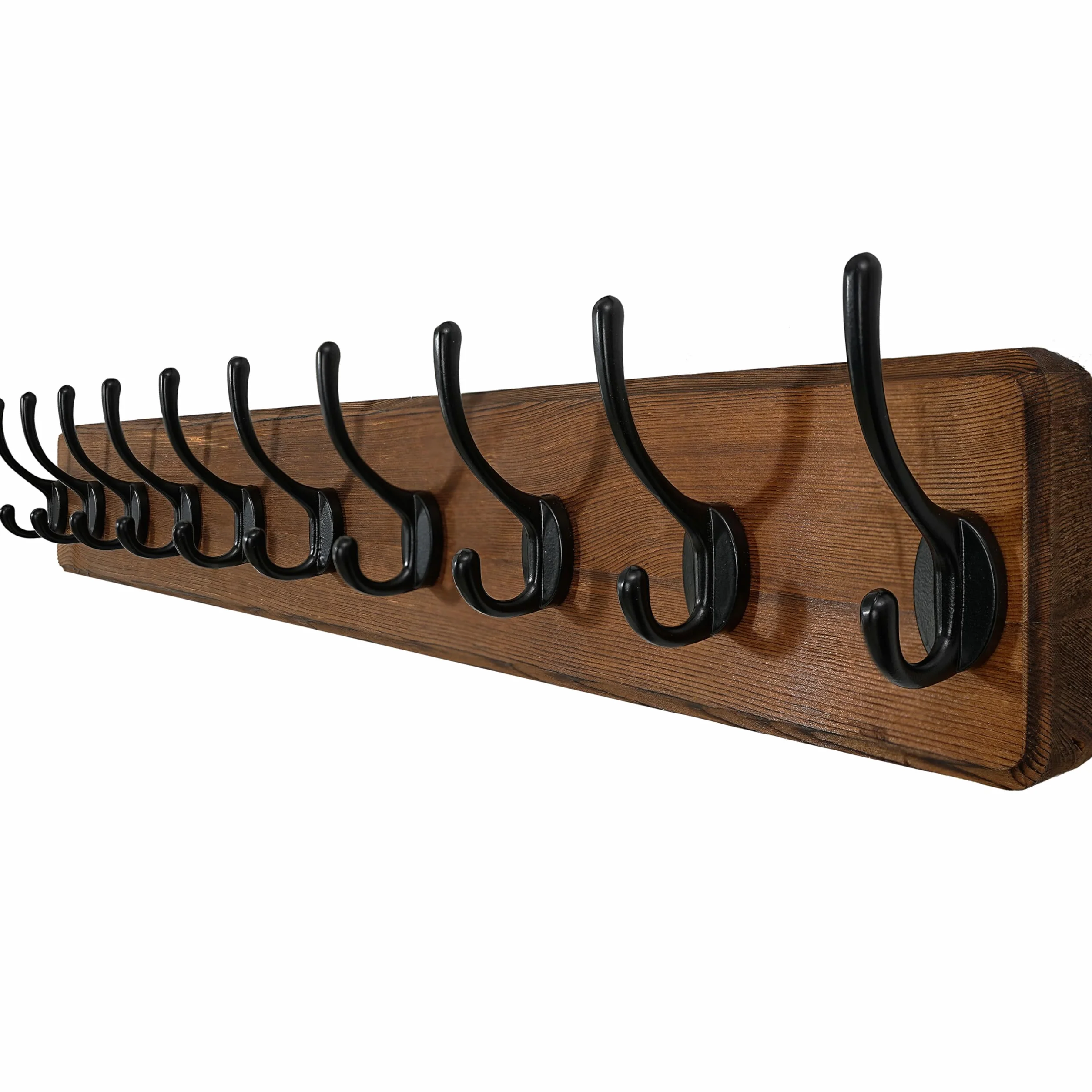 WEBI Percheros Pared Madera,10 Ganchos,98cm Largo Colgador Pared,Percha Pared,Colgadores Pared,5 Ganchos Para Abrigos,Chaqueta,Marrón