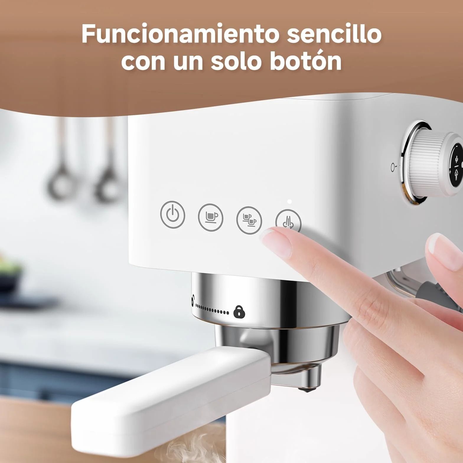 AMZCHEF Cafetera Espresso de 20 Bares, coffee machine con espumador de leche profesional, pequeña cafetera espresso para capuchino, latte y macchiato, depósito de agua de 1,5L, 1350W,color blanco
