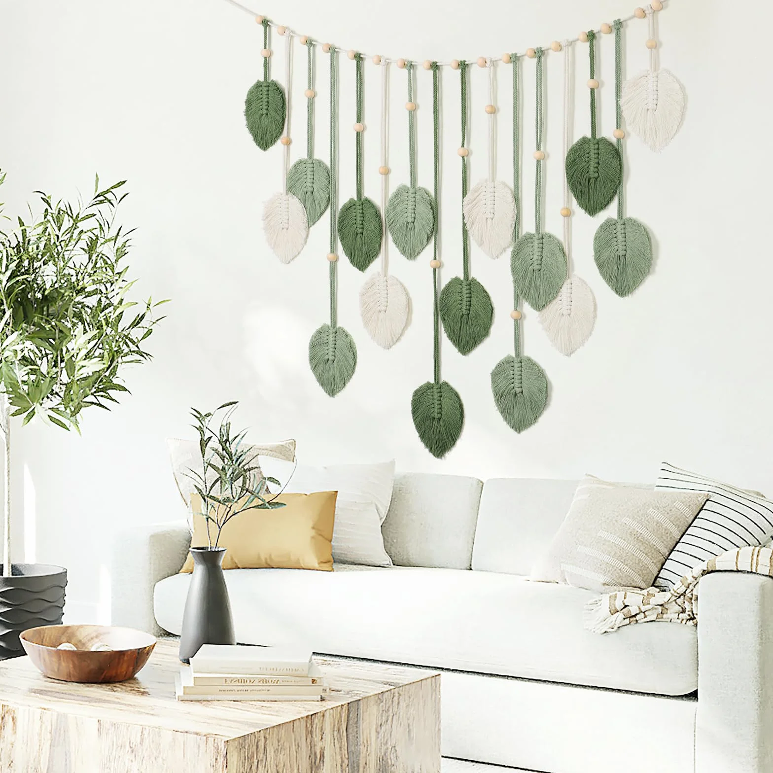 Betylifoy Macramé Tapiz de Pared Boho Verde Grande para Dormitorio Sala de Estar