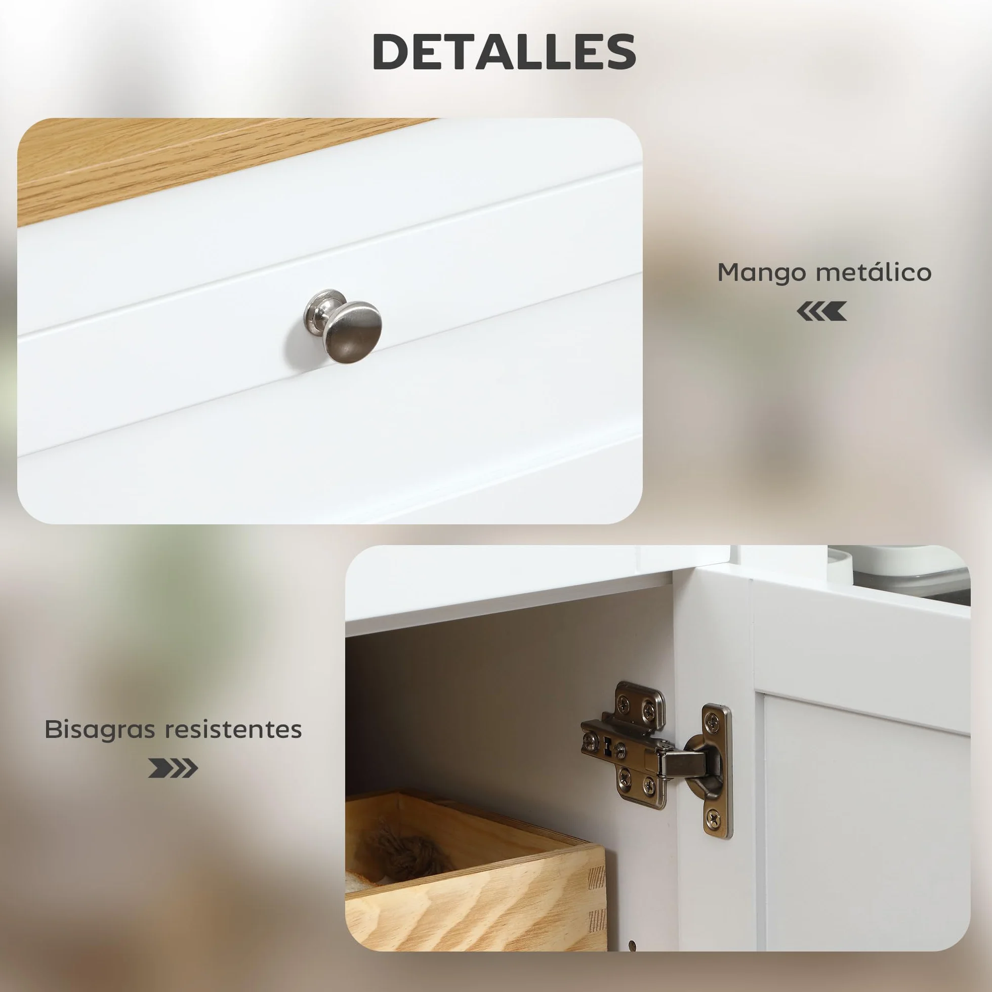 HOMCOM Aparador de Cocina con Armario 2 Cajones 2 Puertas de Vidrio y Estantes Ajustables Muebles Auxiliar de Almacenaje para Comedor Salón 120x40x90 cm Blanco