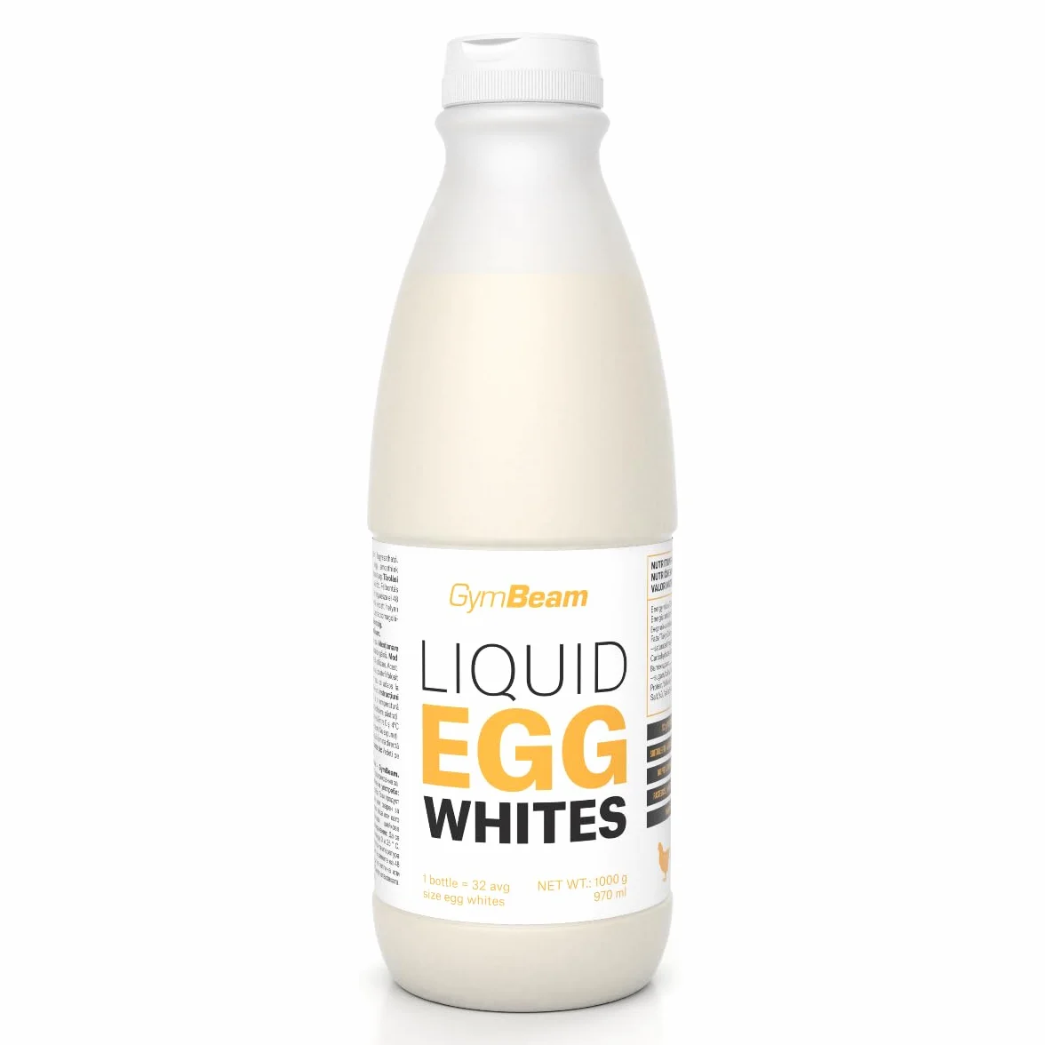 GymBeam Claras de huevo líquidas 100% 1000 g sin sabor