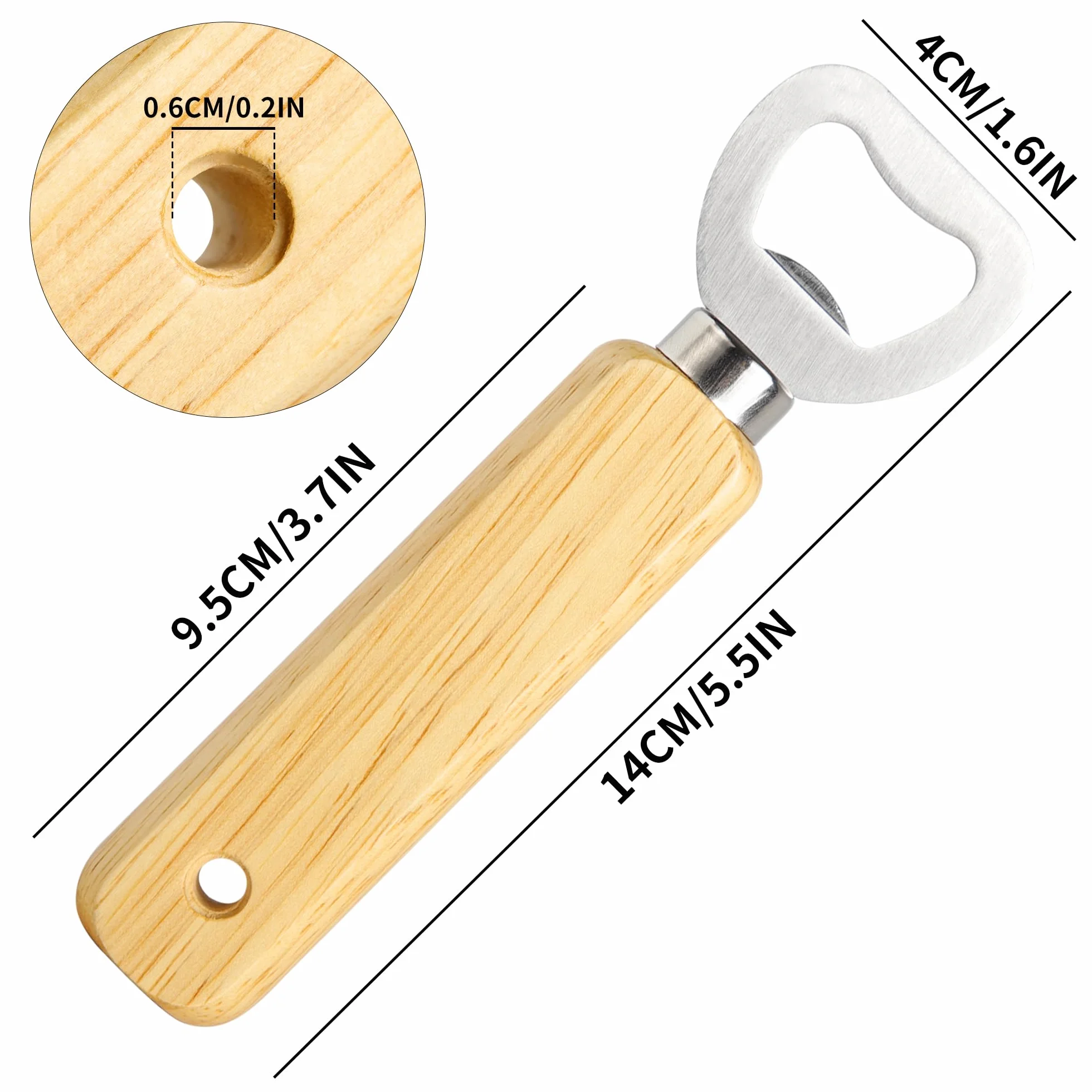 Abrebotellas de madera grabables, 6 abrebotellas de mano – Personalizados para el hogar, bar, fiestas y regalos KH1306