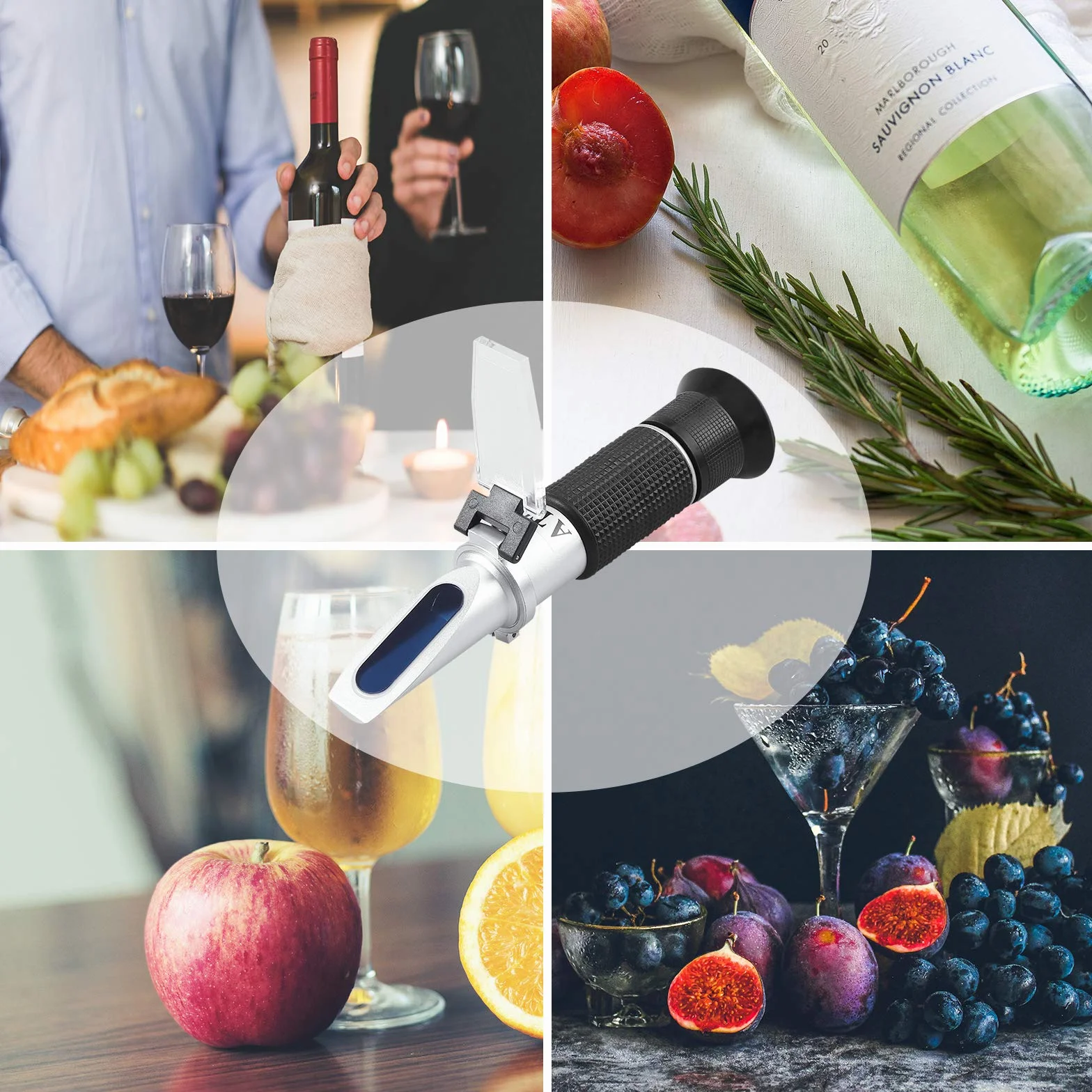 Proster Refractómetro Brix 0-40% y 0-25% Alcohol Refractómetro Digital para Vino Medir el Contenido de Azúcar para Fruta UVA y Grado de Alcohol de Vino Cerveza Refractómetro Portatil con ATC