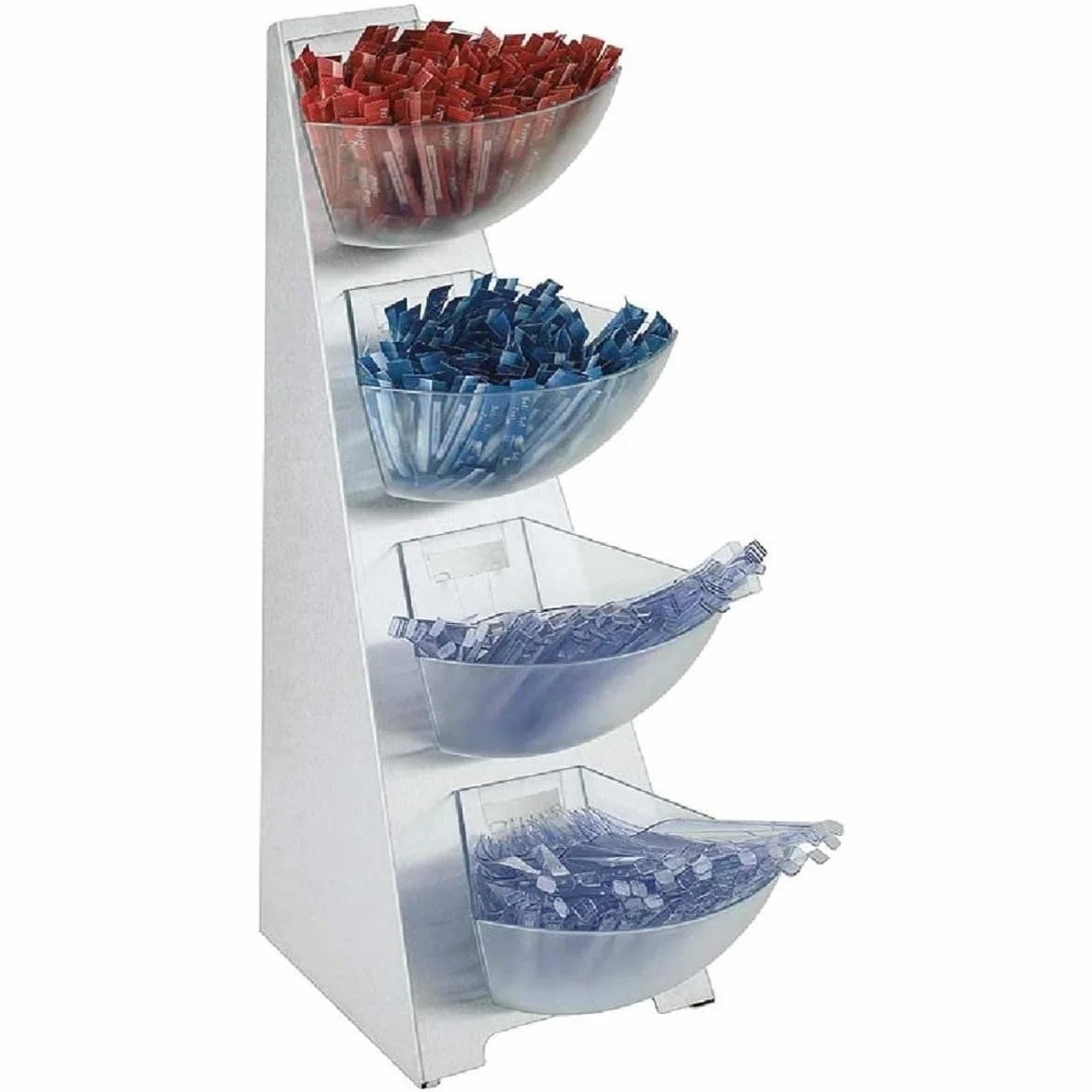 APS 11446 Multi-Rack, 4-etapa, 19 x 31 cm, H: 53 cm, conjunto que consta de: marco, 18/0 acero inoxidable mate, 4 compartimentos hechos de plástico transparente, esmerilado (SAN), el volumen de aproximadamente 1 litro por rampa