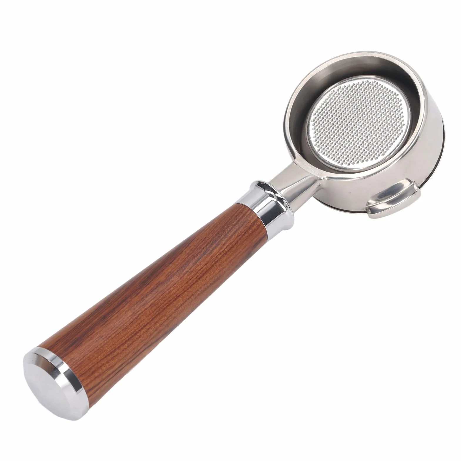 Portafiltro de café, portafiltro de 3 orejas con cesta de filtro de 58 mm for cafetera Nuova, mango de portafiltro de 58 mm, portafiltro sin fondo desmontable de acero inoxidable (un palo de rosa negr