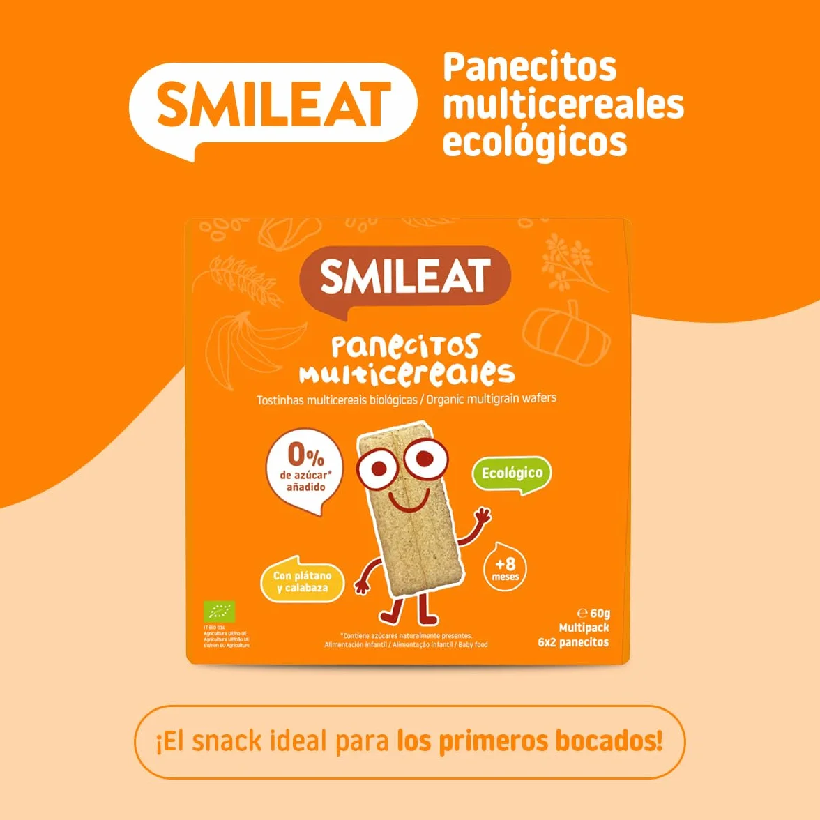 Smileat Panecitos Multicereales Snack 8 Meses Sin Gluten Sin Azúcar Añadido 60g