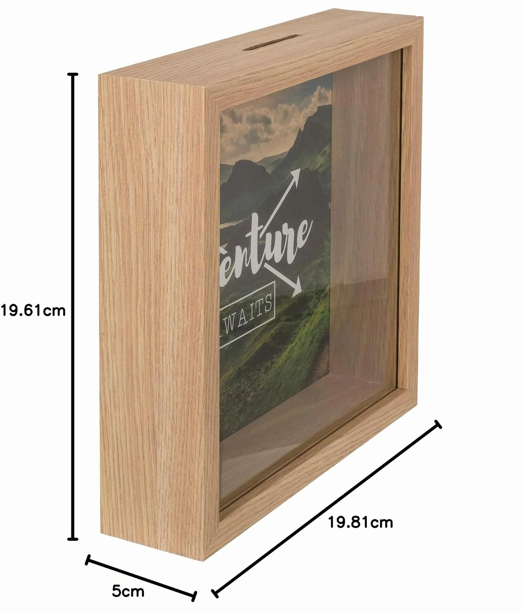 Hucha de Madera Adventure Awaits 20 x 20 cm Verde Marco
