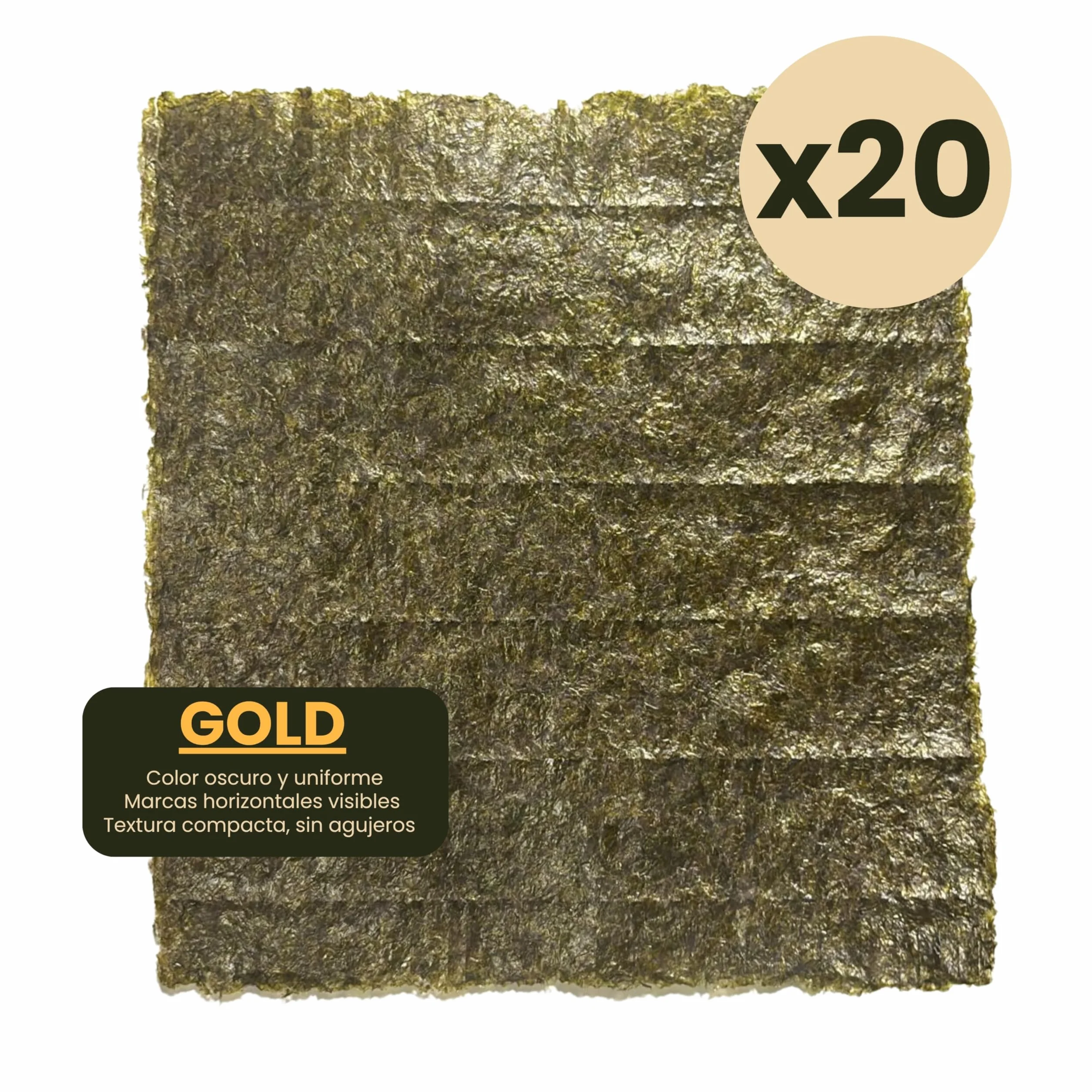 Alga Nori Yakinori Grado Gold para Enrollar Sushi – 20 Hojas (50 g)