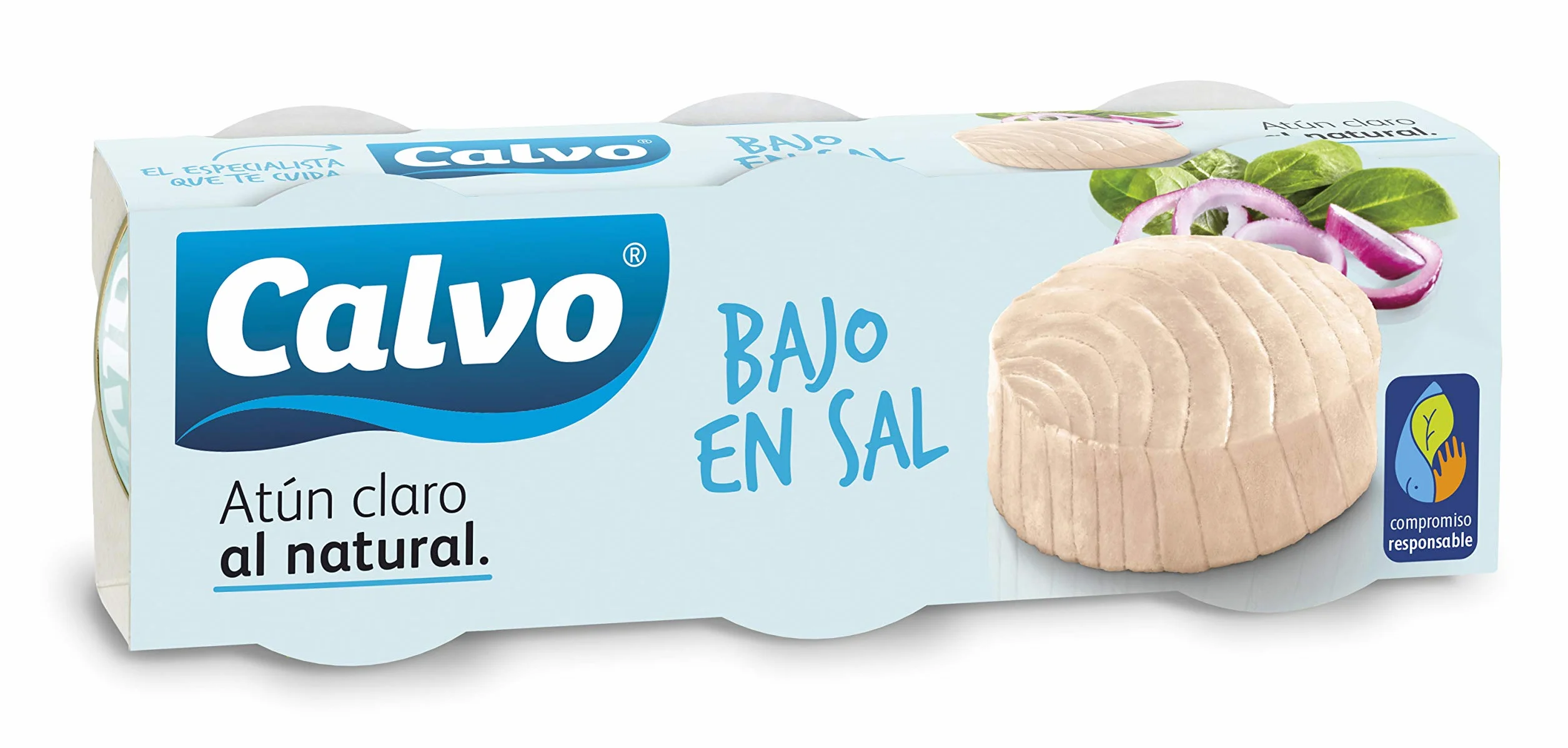 Calvo Atún Claro al Natural Bajo en Sal Pack 3 x 80g