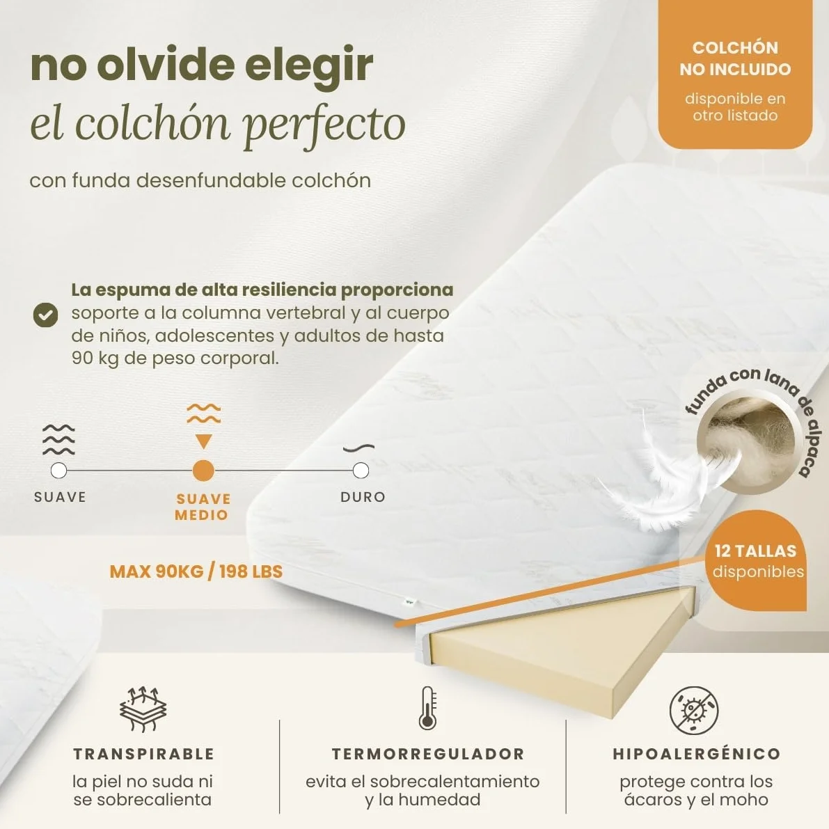 N01 Cama Loft 90x200 cm, 100% Madera Maciza, Cama Alta para niños y Adultos, Escalera Universal: Derecha o Izquierda, Somier Incluido, Sin Tornillos salientes, Hecho a Mano, Blanco