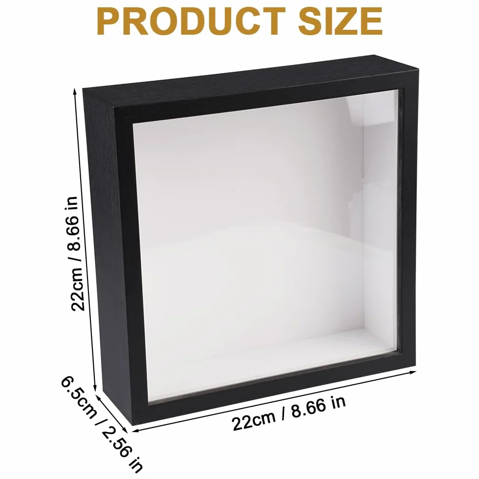 Minxulan Marcos con Profundidad, 22 X 22 Cm Marco 3D para Rellenar Cuadrado Caja de Sombras Expositor para Medallas, Recuerdos Florales, Fotos, Objetos Conmemorativos