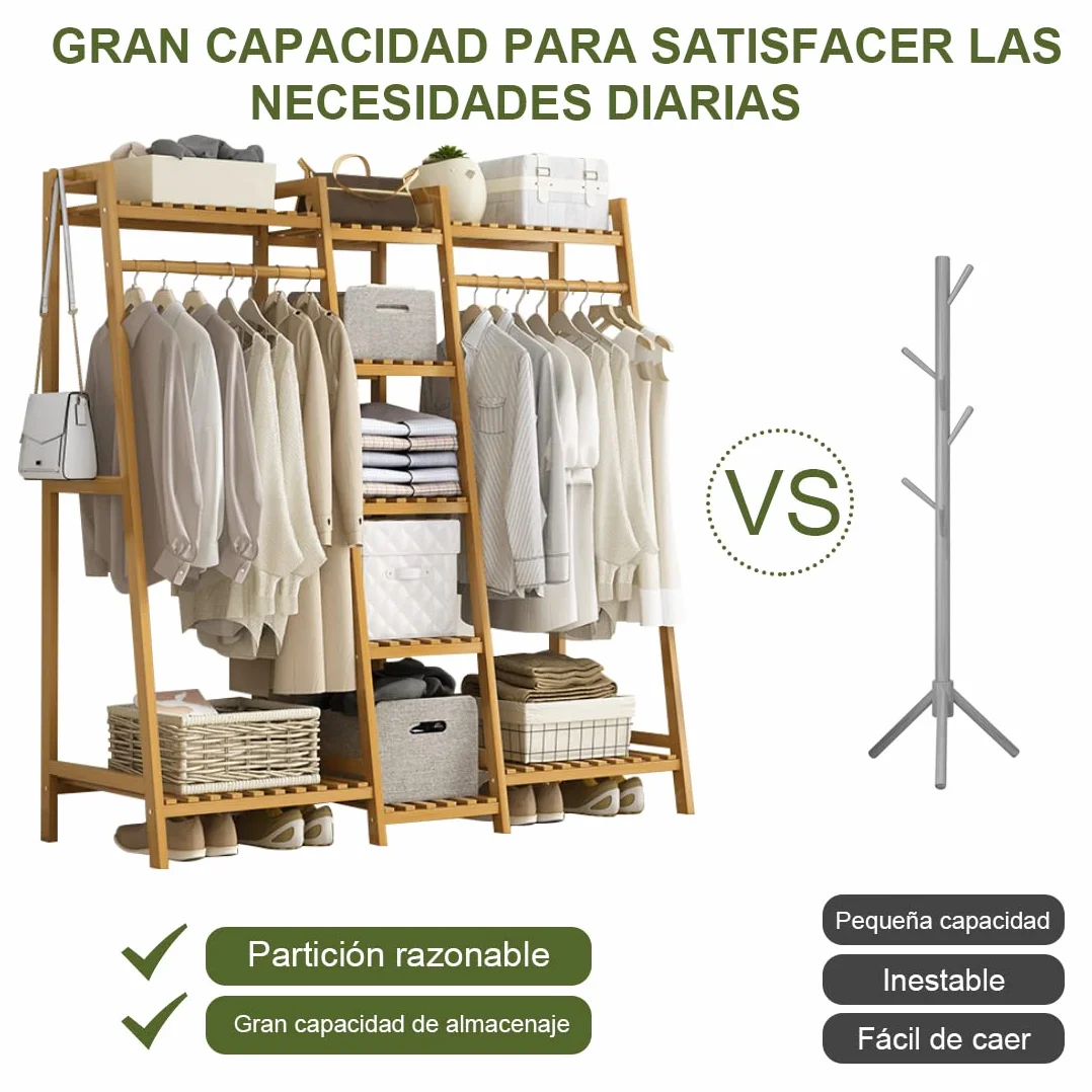 Burro Ropa, Madera, resistente, perchero Multifuncional,40 * 130 * 140cm