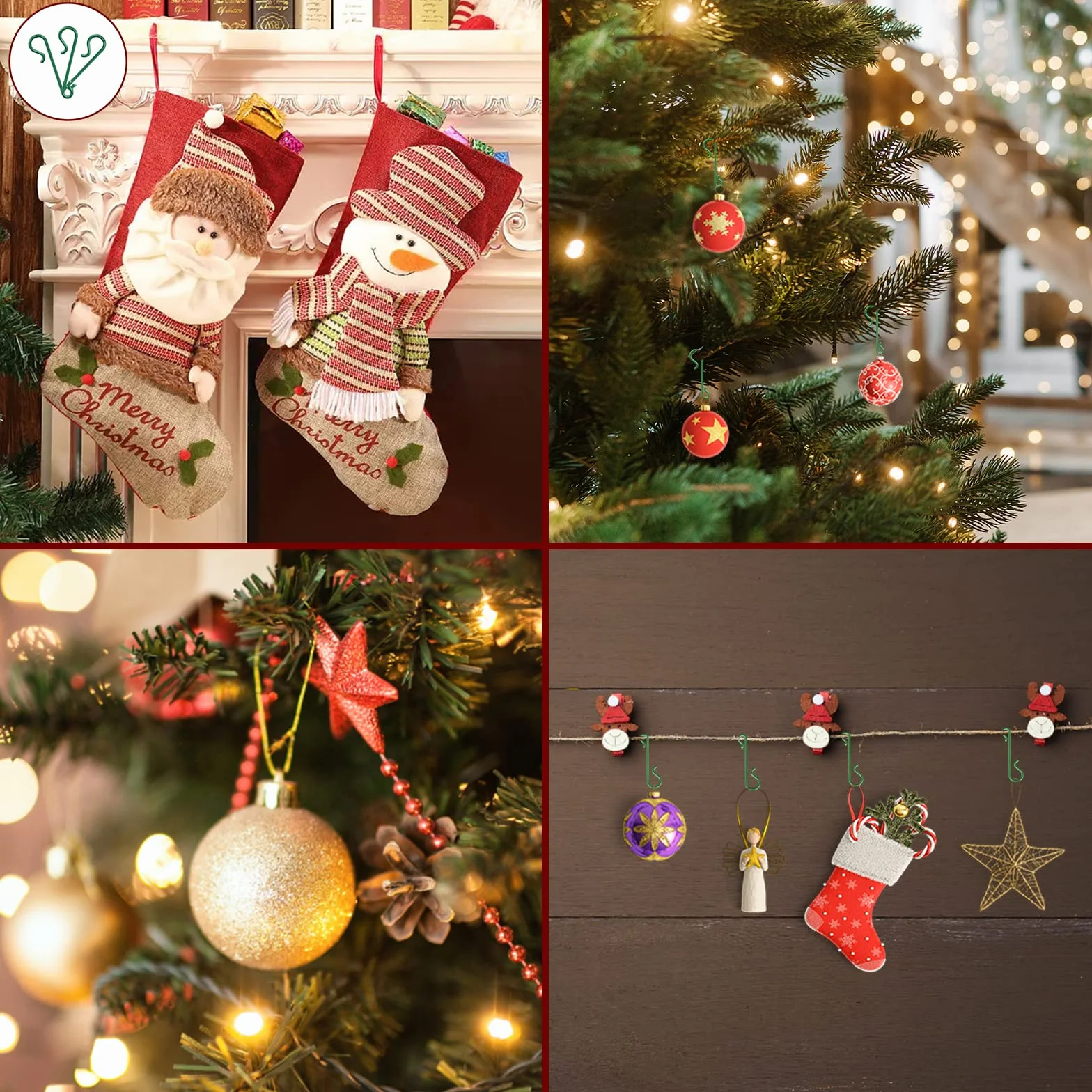 Annhao 230 Piezas Ganchos de Árbol de Navidad, Mini Colgador Decoración Forma S