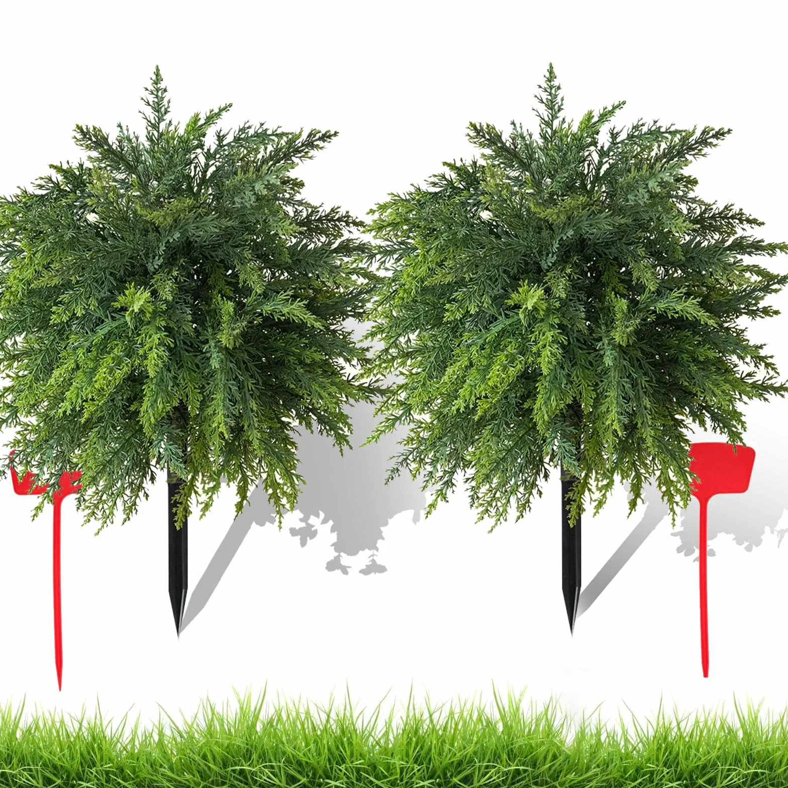 Árbol de topiario artificial con estaca, 2 unidades, 58 cm, bolas de flores artificiales, resistentes a los rayos UV y a la intemperie, bolas de imitación para jardín, porche, balcón, multicolor (c)