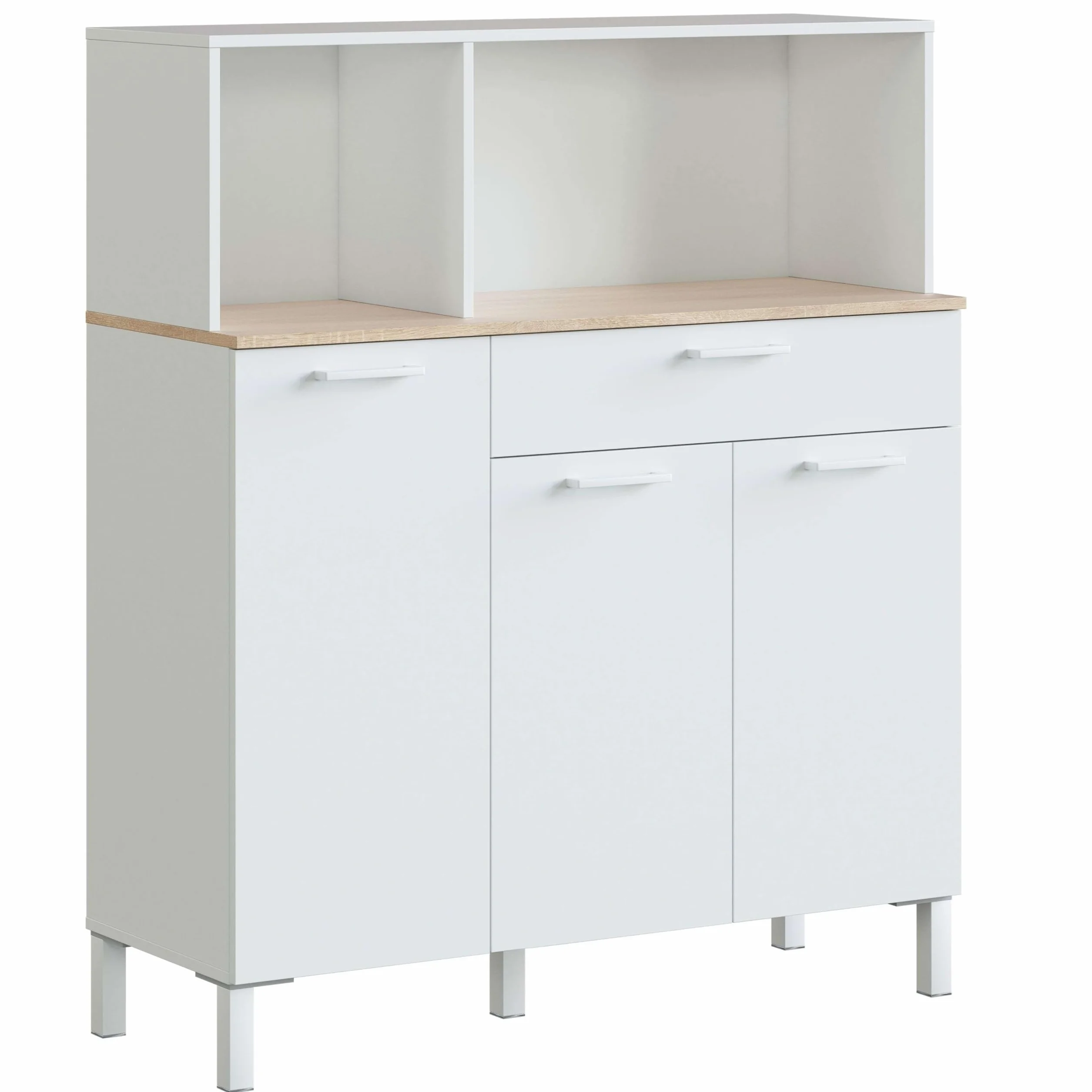 Miroytengo Mueble Auxiliar Aparador de Cocina Yuka Estilo Nórdico Color Blanco Artik y Roble Canadian 108x126x40 cm