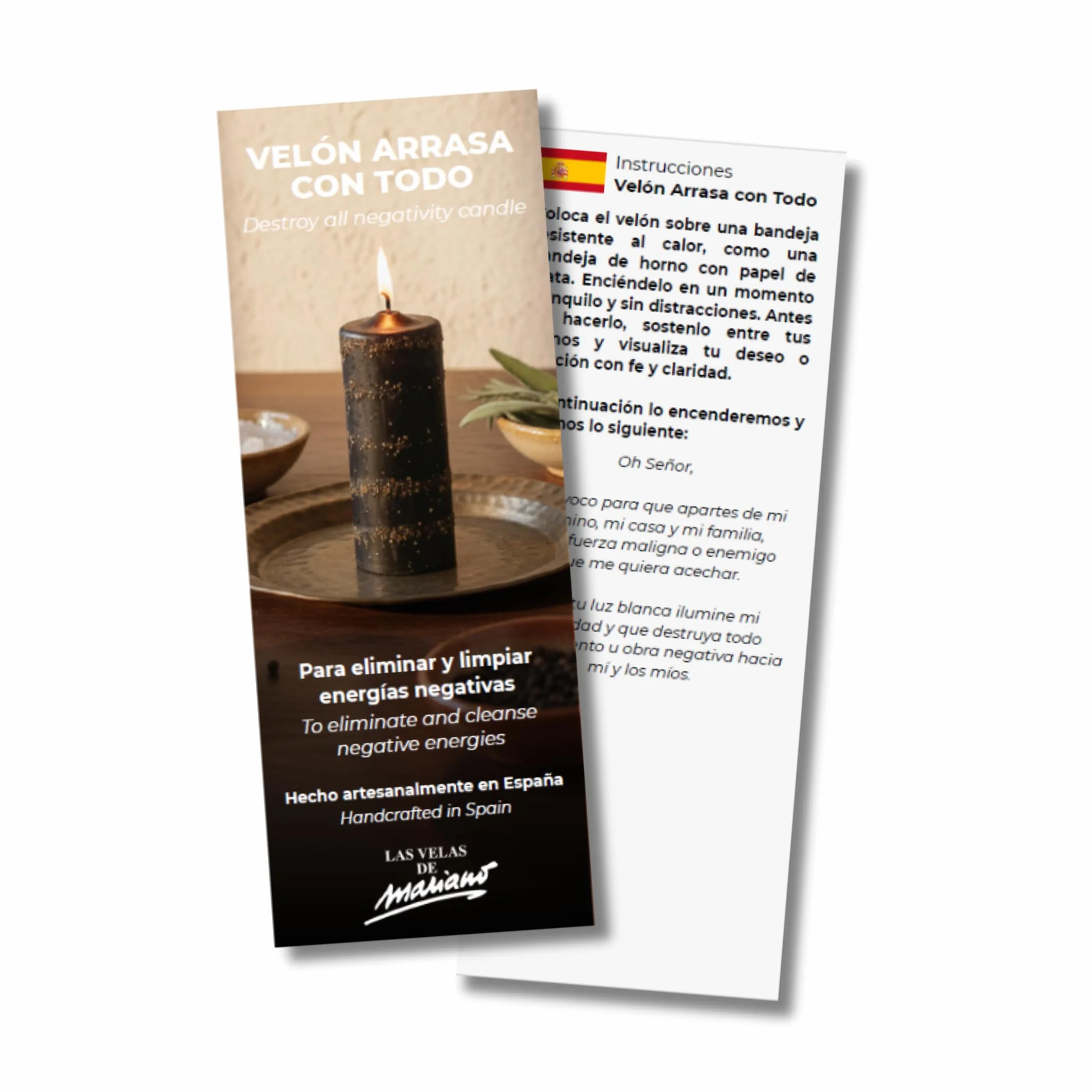 Vela Arrasa con Todo Ritualizada – Rompe Trabajos de Magia, Corte de Brujería, Limpieza Energética – Vela Esotérica Artesanal con Hierbas y Aceites – Protección Espiritual – Las Velas de Mariano