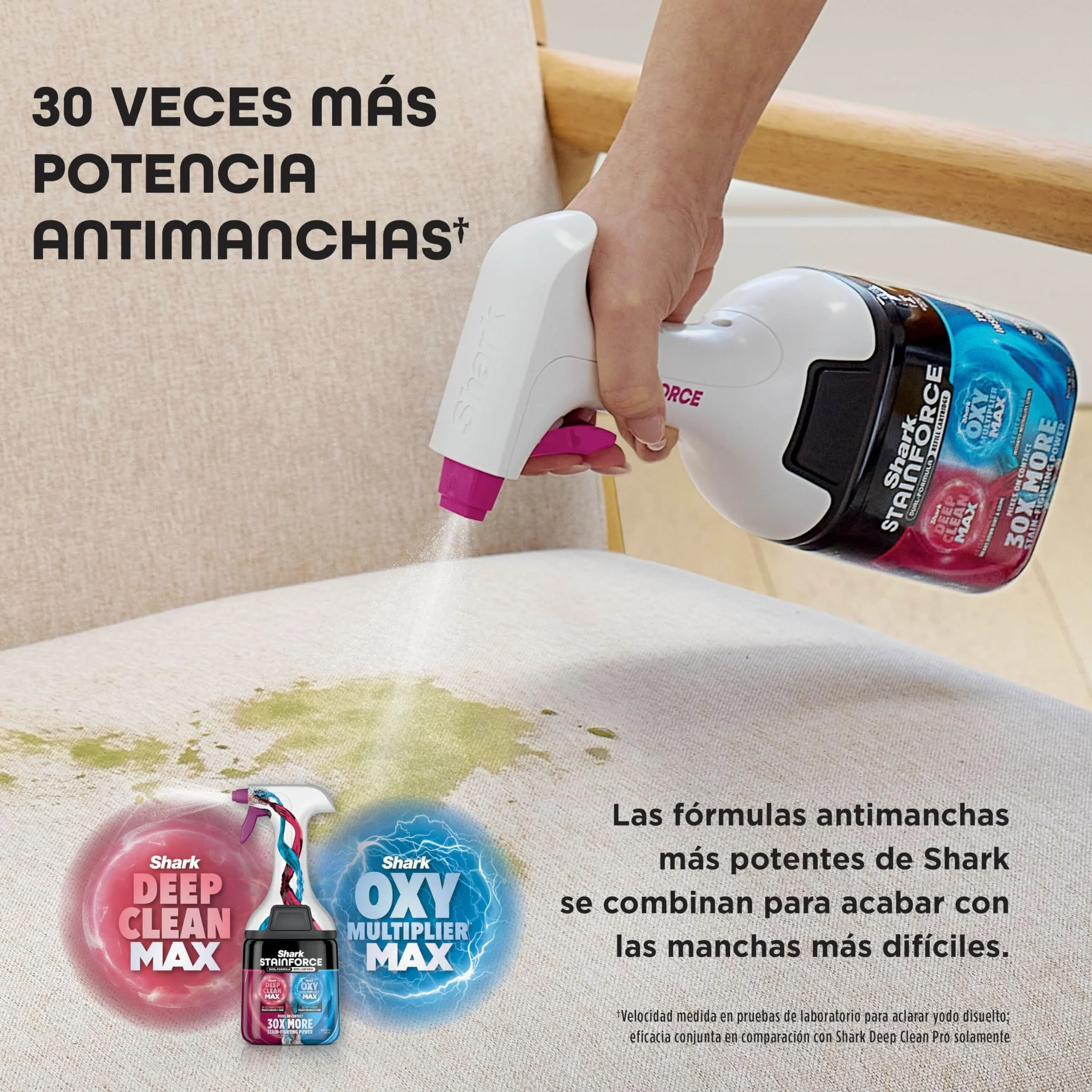 Shark StainForce Limpiador Portátil para Manchas y Olores - Limpieza de Alfombras, Tapicerías, Escaleras y Coches - Incluye Accesorios y 2 Soluciones de Limpieza - Cobre, HX100EUCP