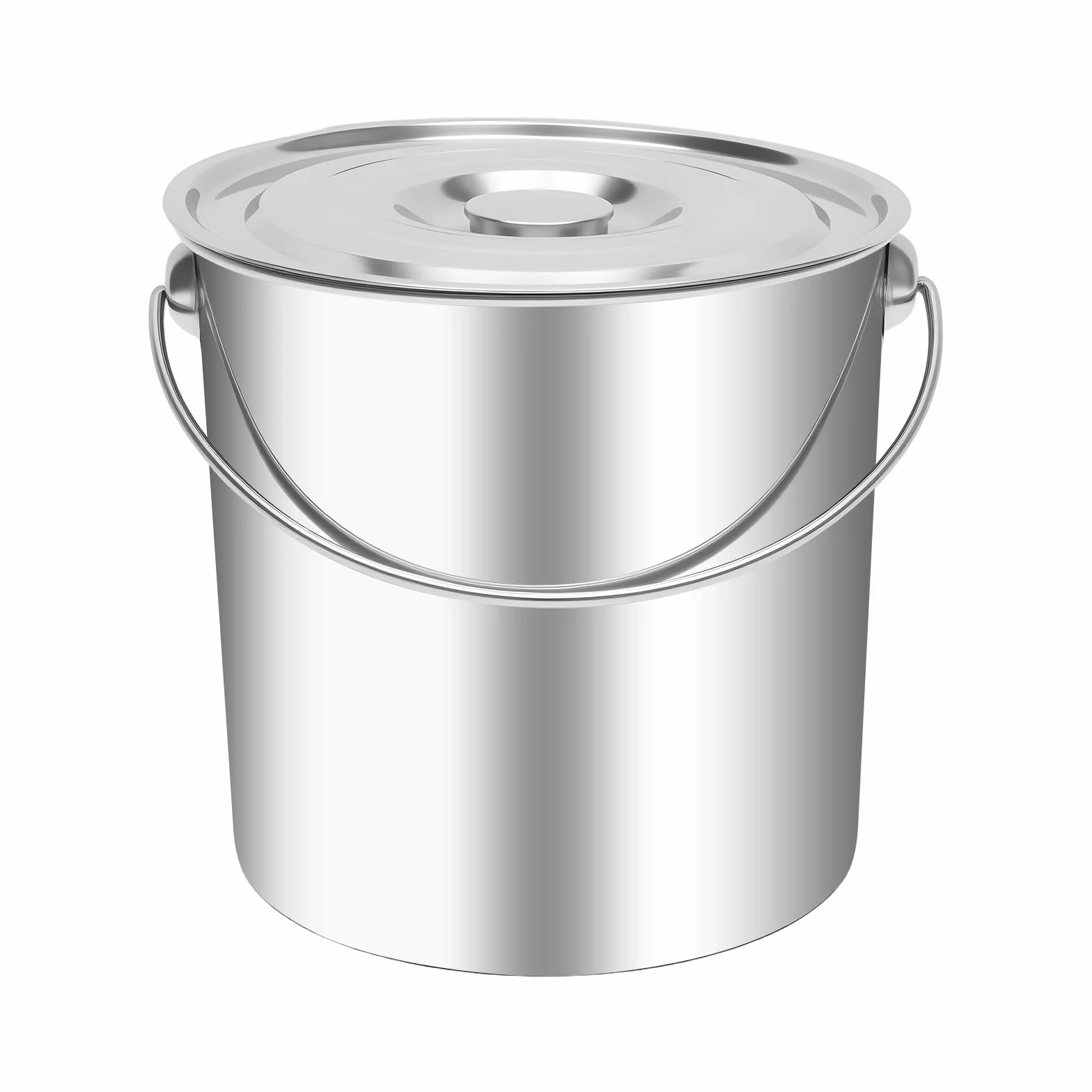 Cubo de jardín con tapa de 20 litros para gastronomía | Cubo de 1,6 mm, apto para alimentos, de acero inoxidable, para el hogar, la industria, la gastronomía