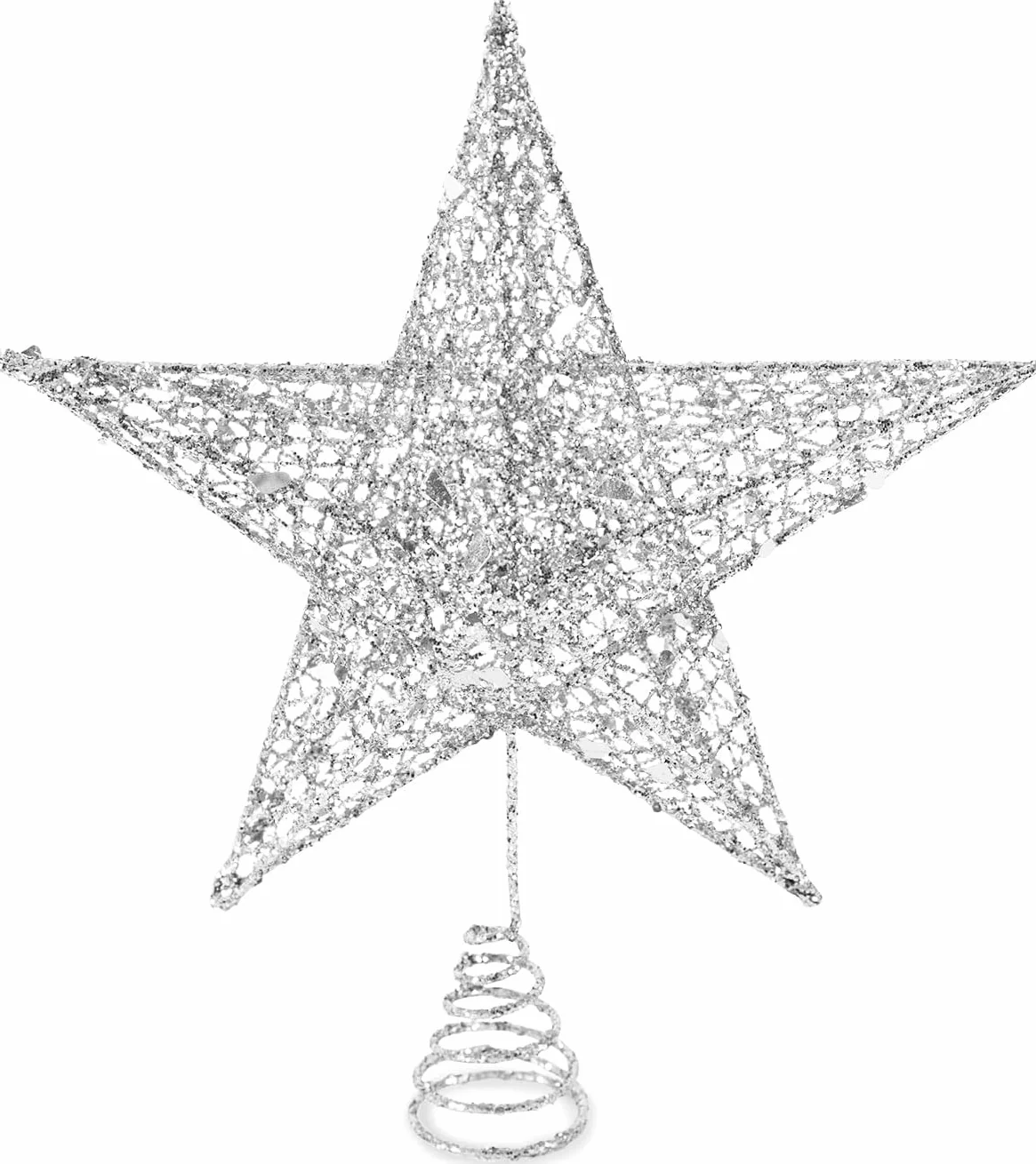 Estrella Plateada para Árbol de Navidad 25 cm - Topper Decorativo 2024 Nuevo Modelo