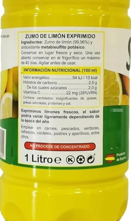 SoLimón Zumo de Limón Exprimido 2L PACK 2 BOTELLAS