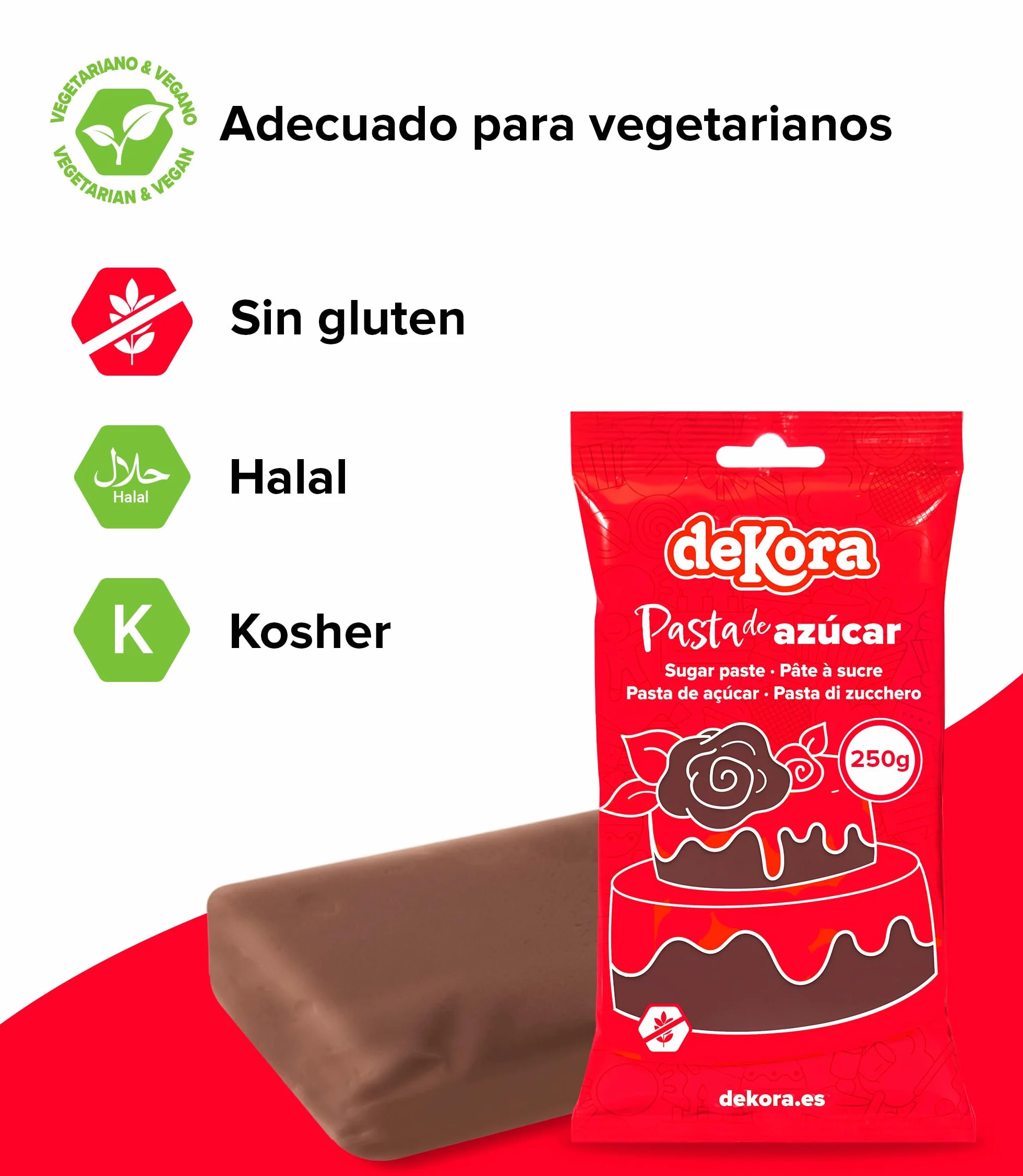 Fondant Marrón Dekora 250 g Pasta para Tartas Cobertura Bizcochos